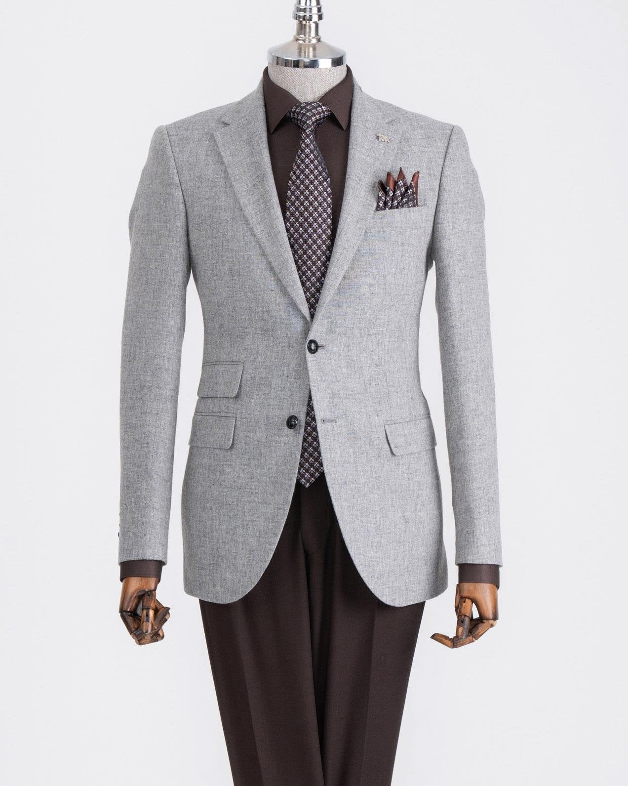 Grey Single Breasted Blazer