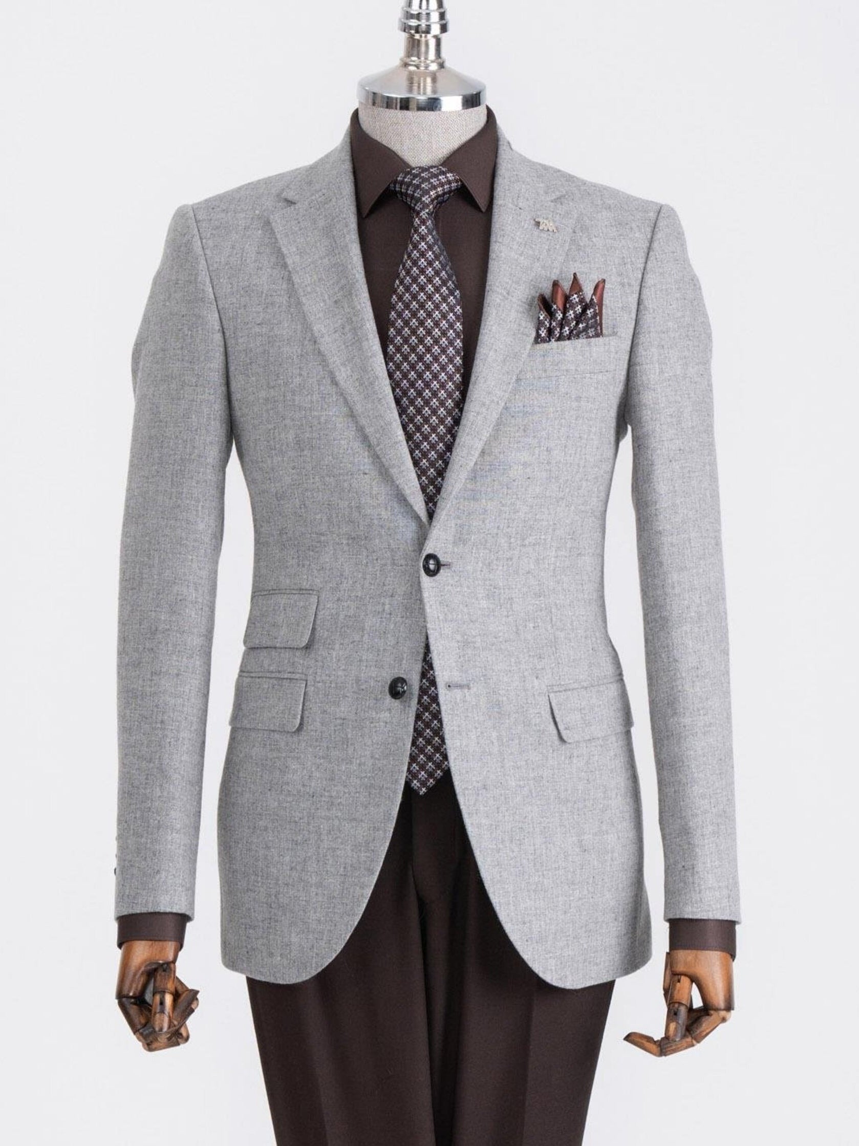 Grey Single Breasted Blazer