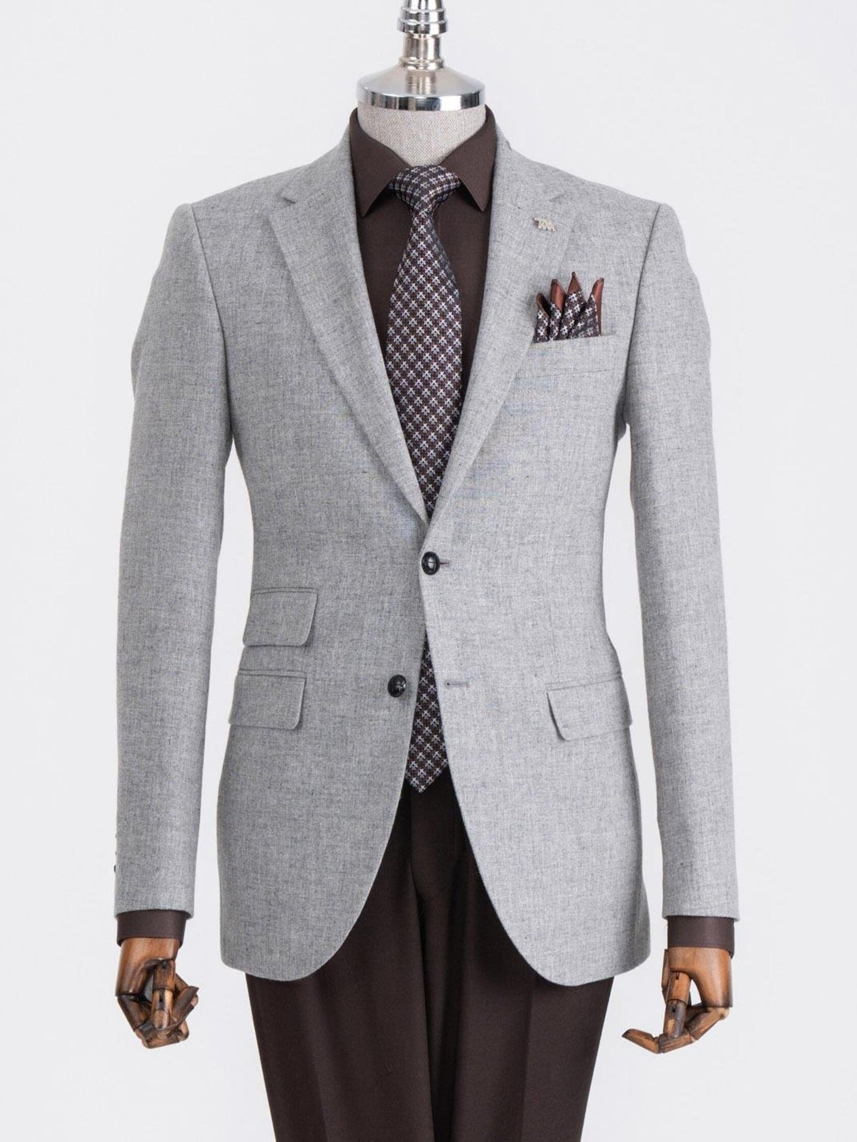 Grey Single Breasted Blazer