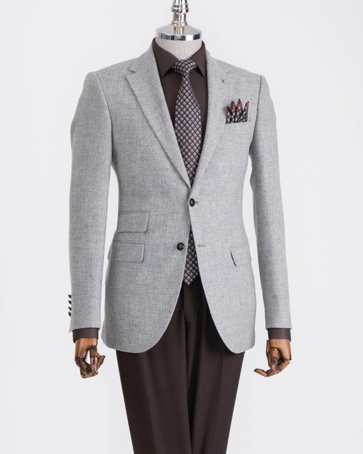 Grey Single Breasted Blazer