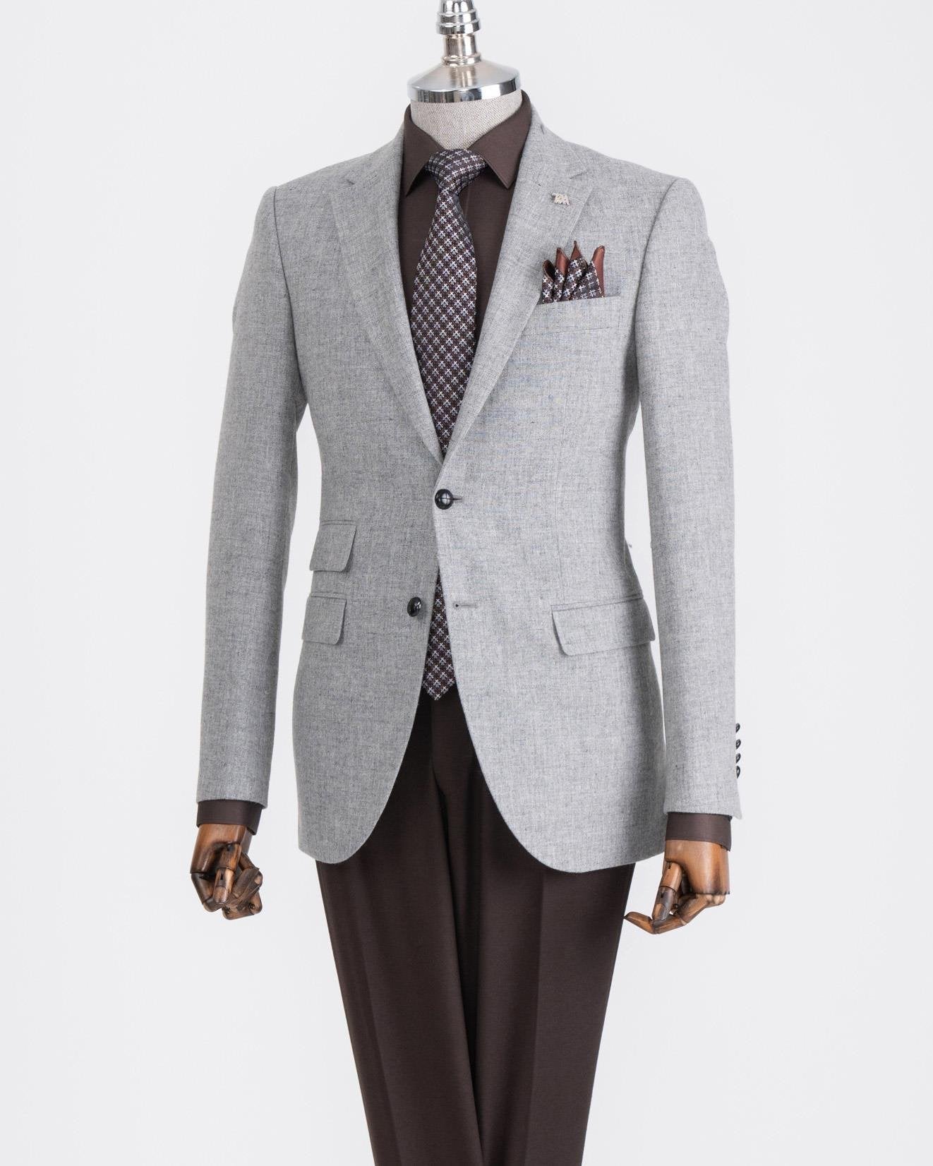 Grey Single Breasted Blazer