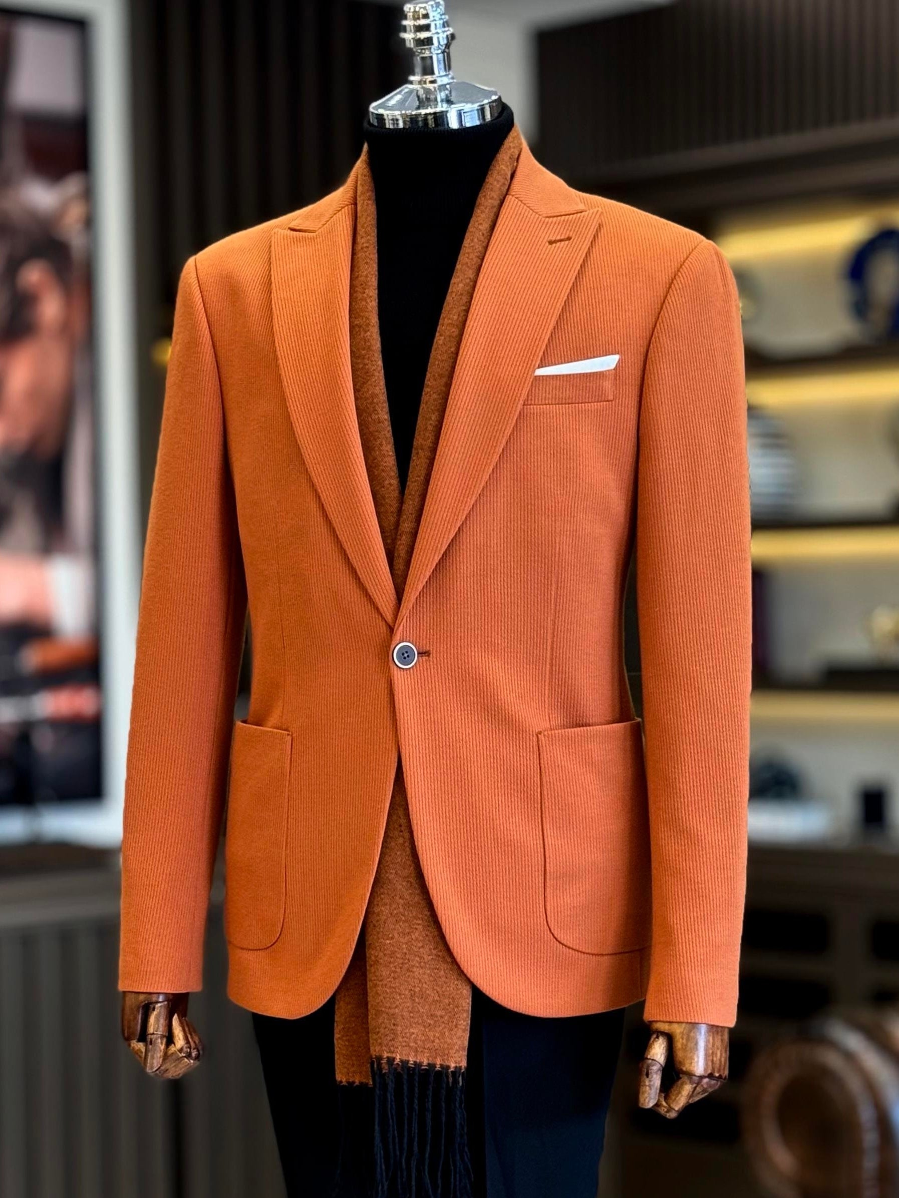 Orange Single Breasted Blazer