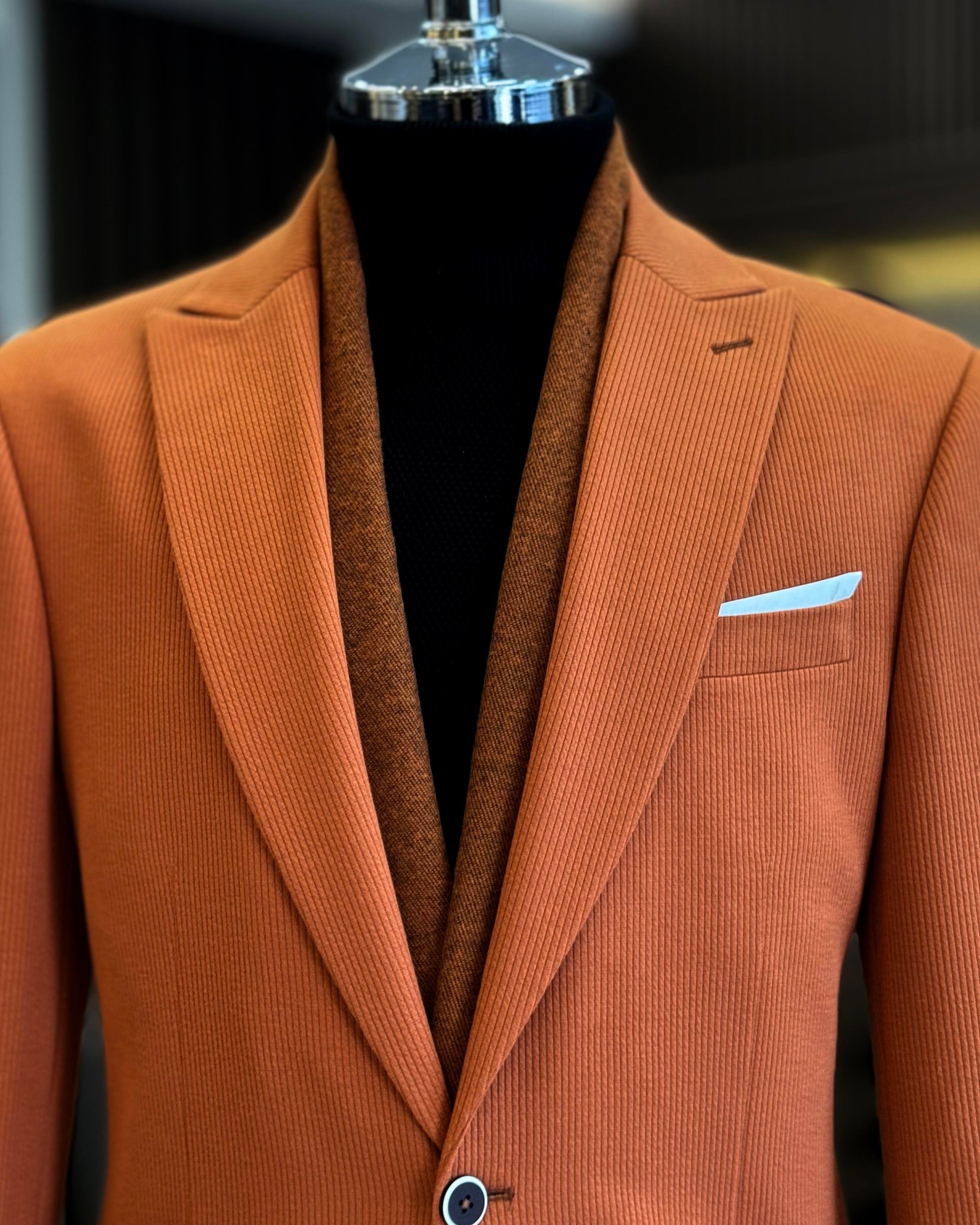 Orange Single Breasted Blazer