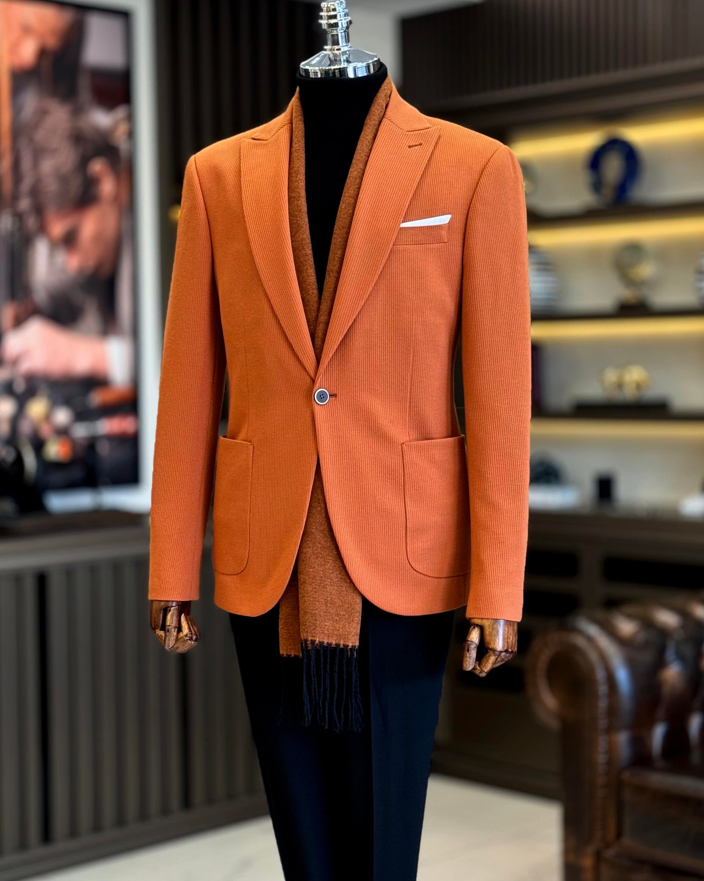 Orange Single Breasted Blazer