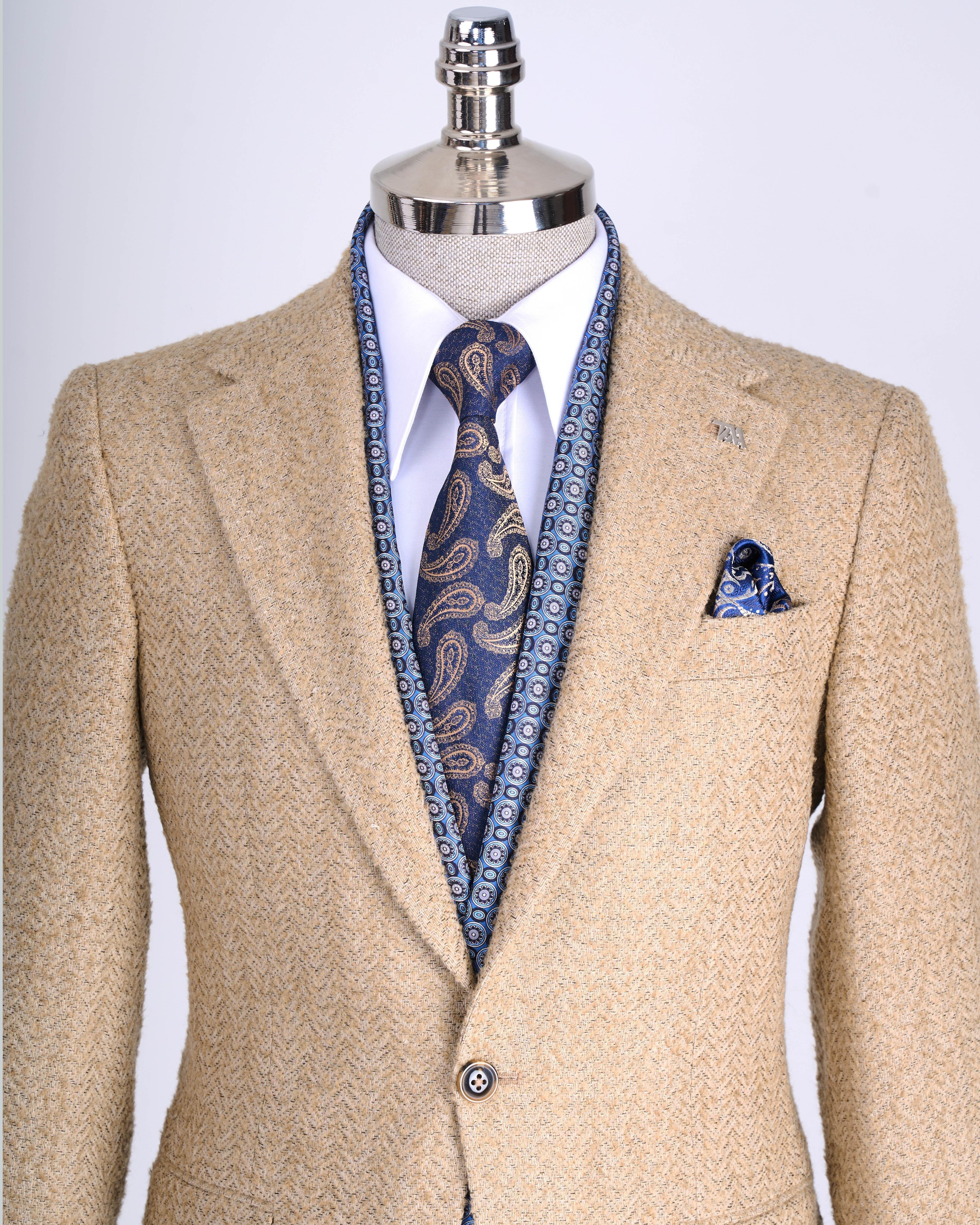Beige Single Breasted Blazer