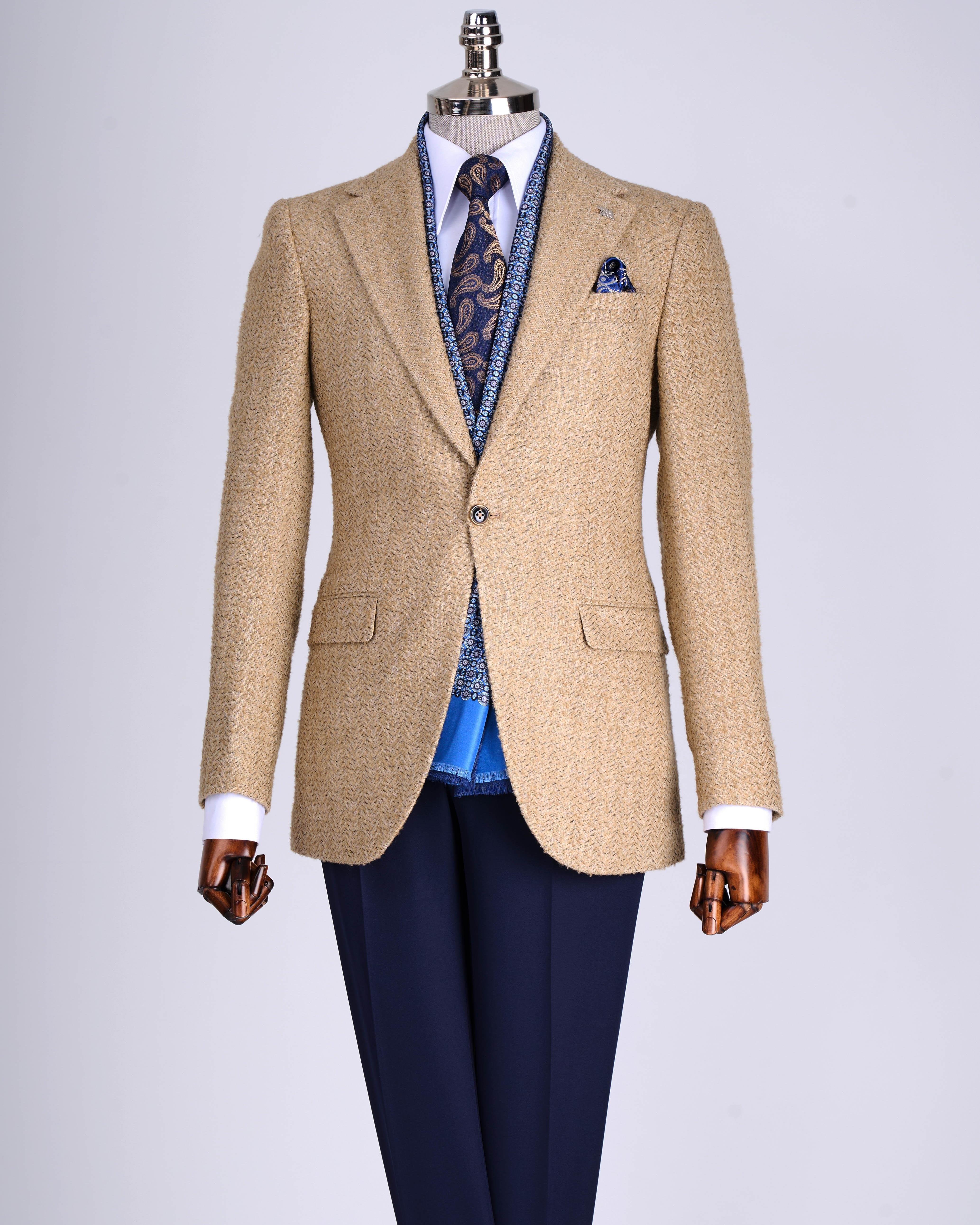 Beige Single Breasted Blazer