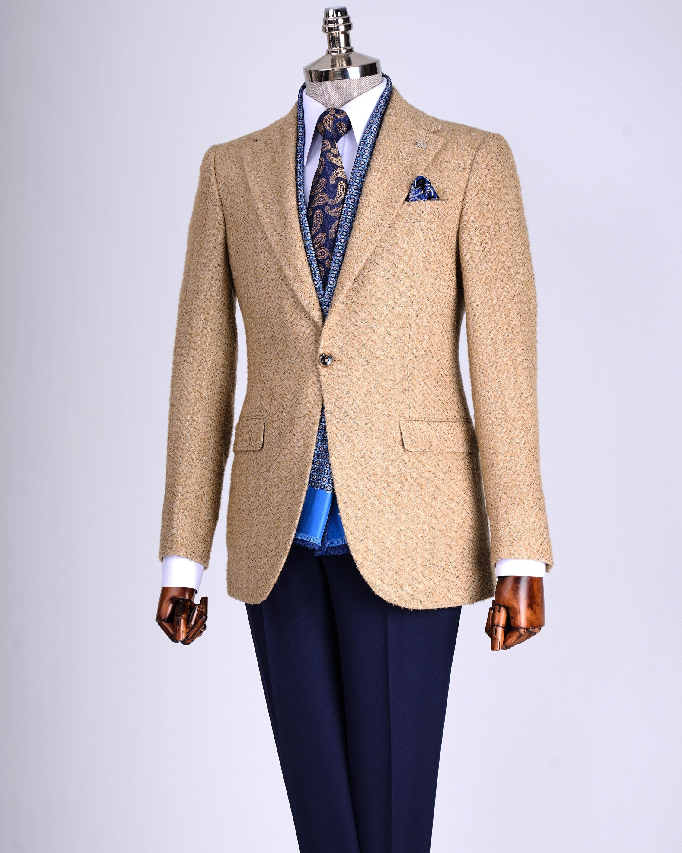 Beige Single Breasted Blazer