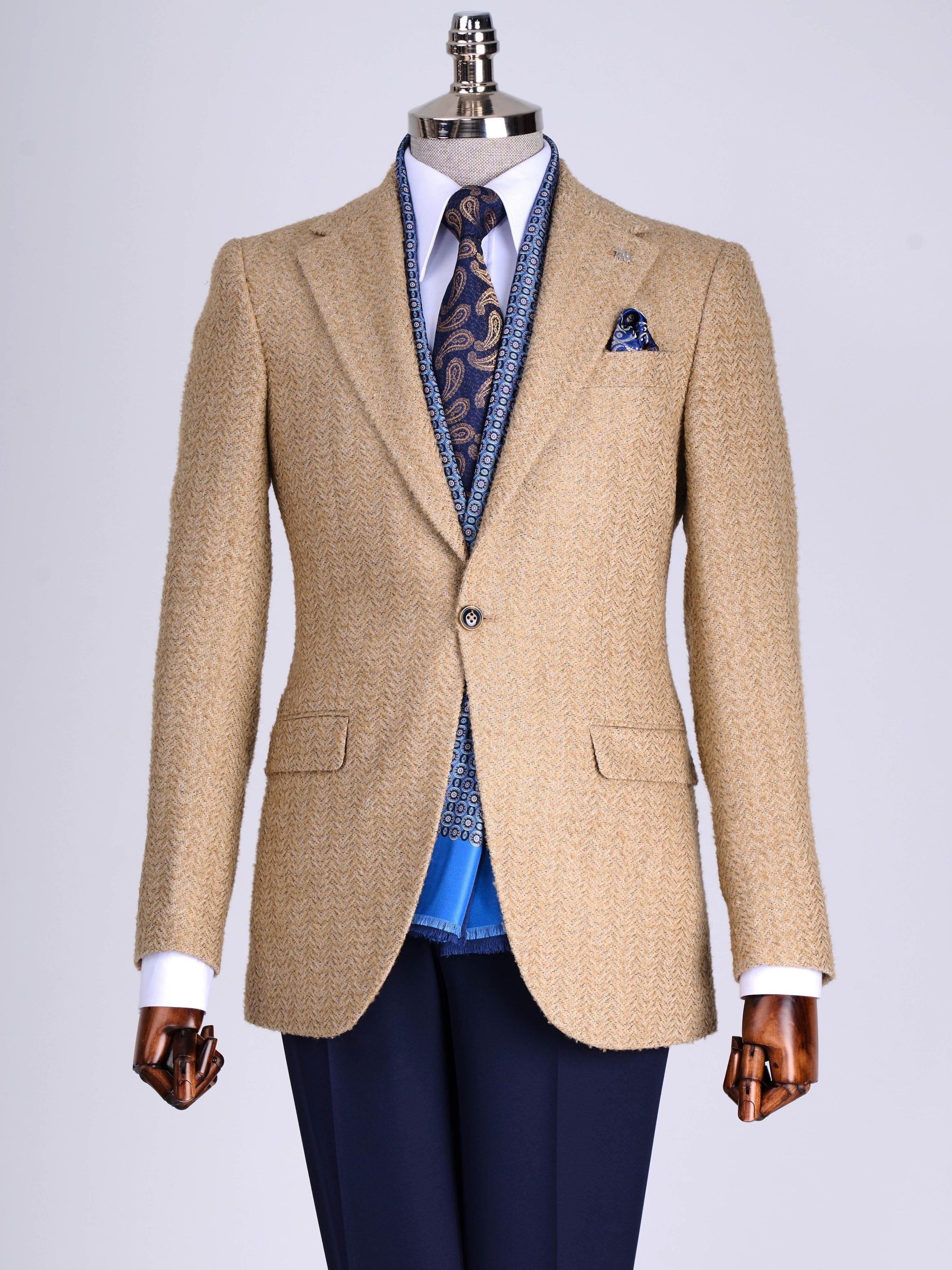 Beige Single Breasted Blazer