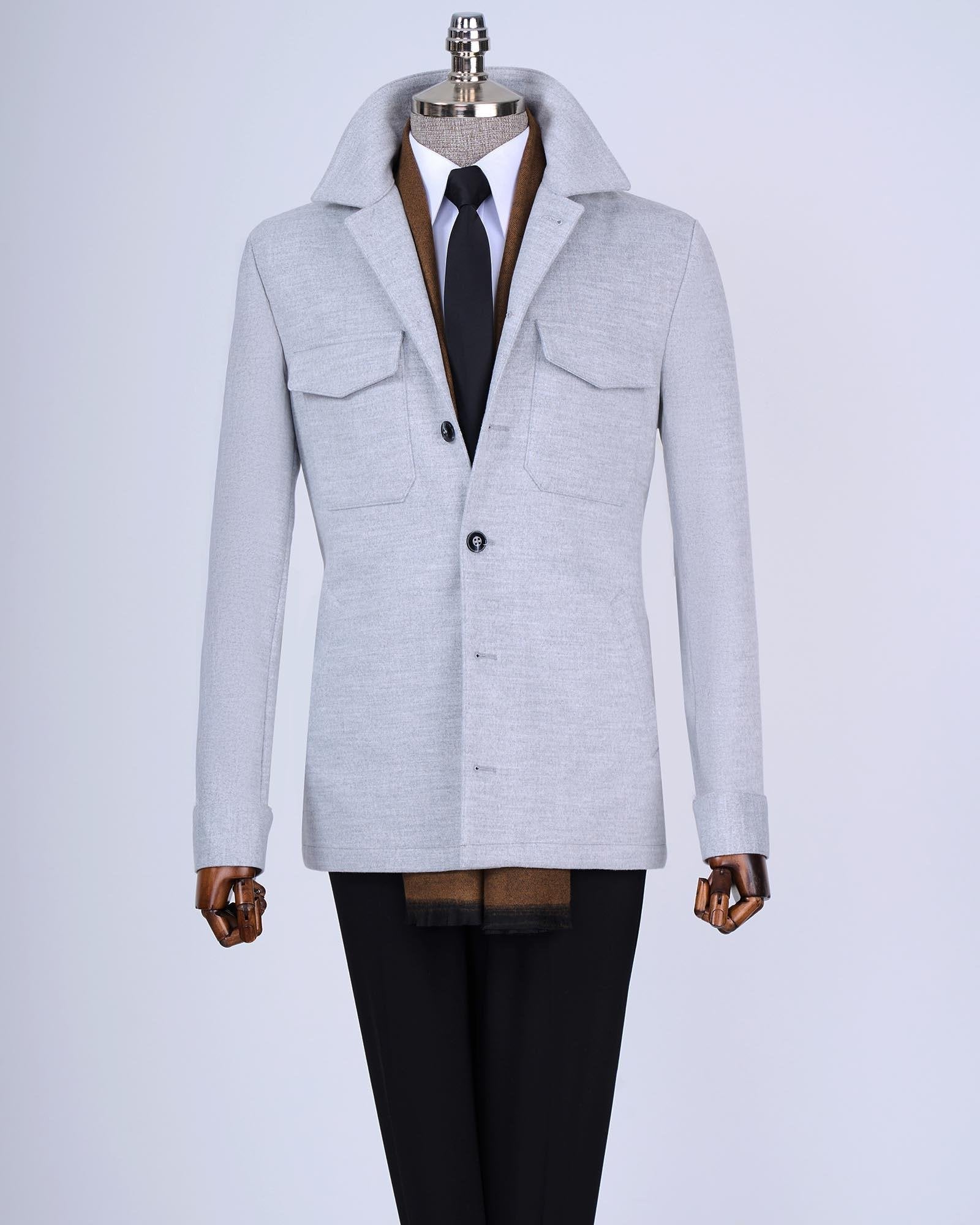 Grey Single Breasted Blazer