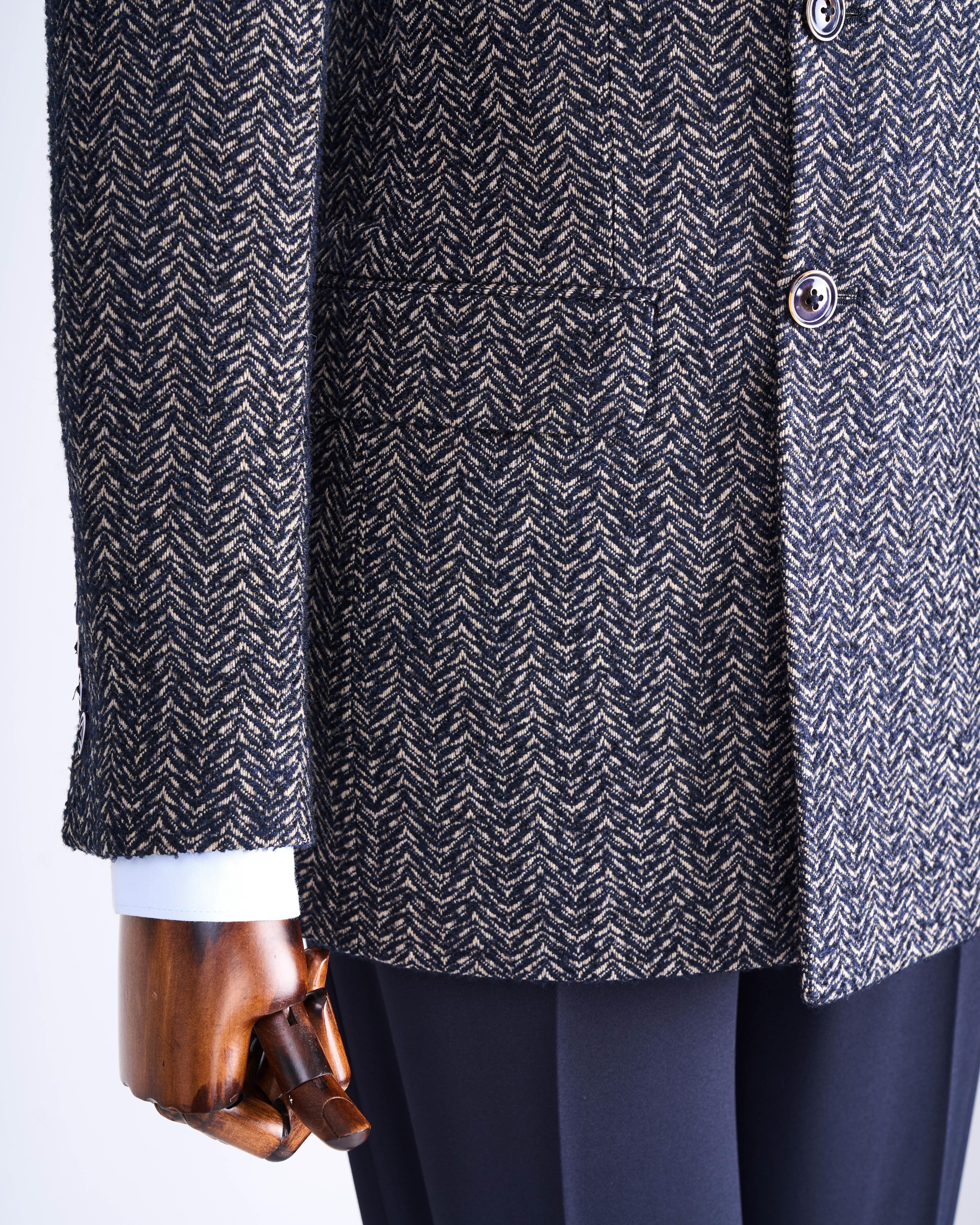 Grey Striped Double Breasted Blazer