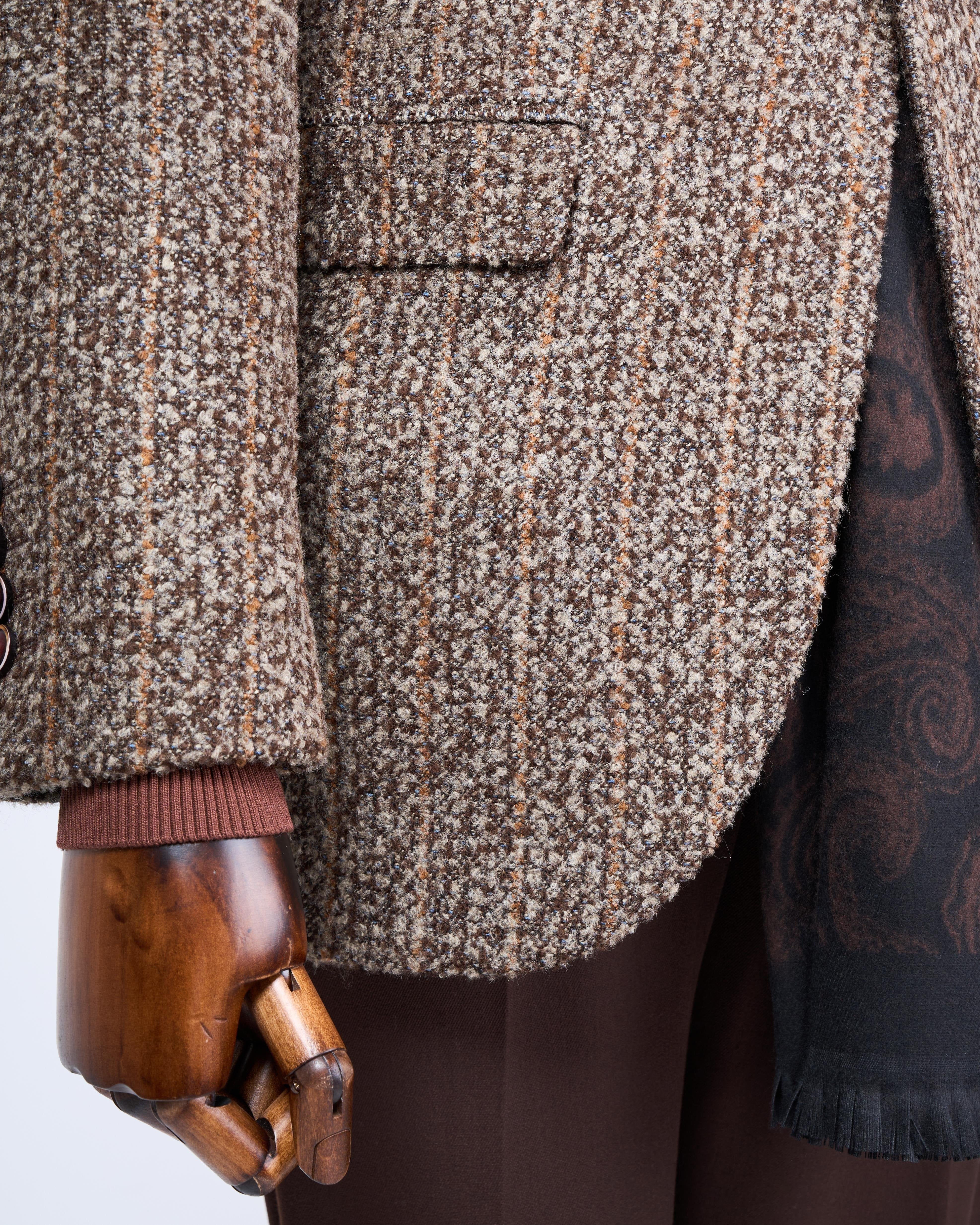 Brown Striped Single Breasted Blazer