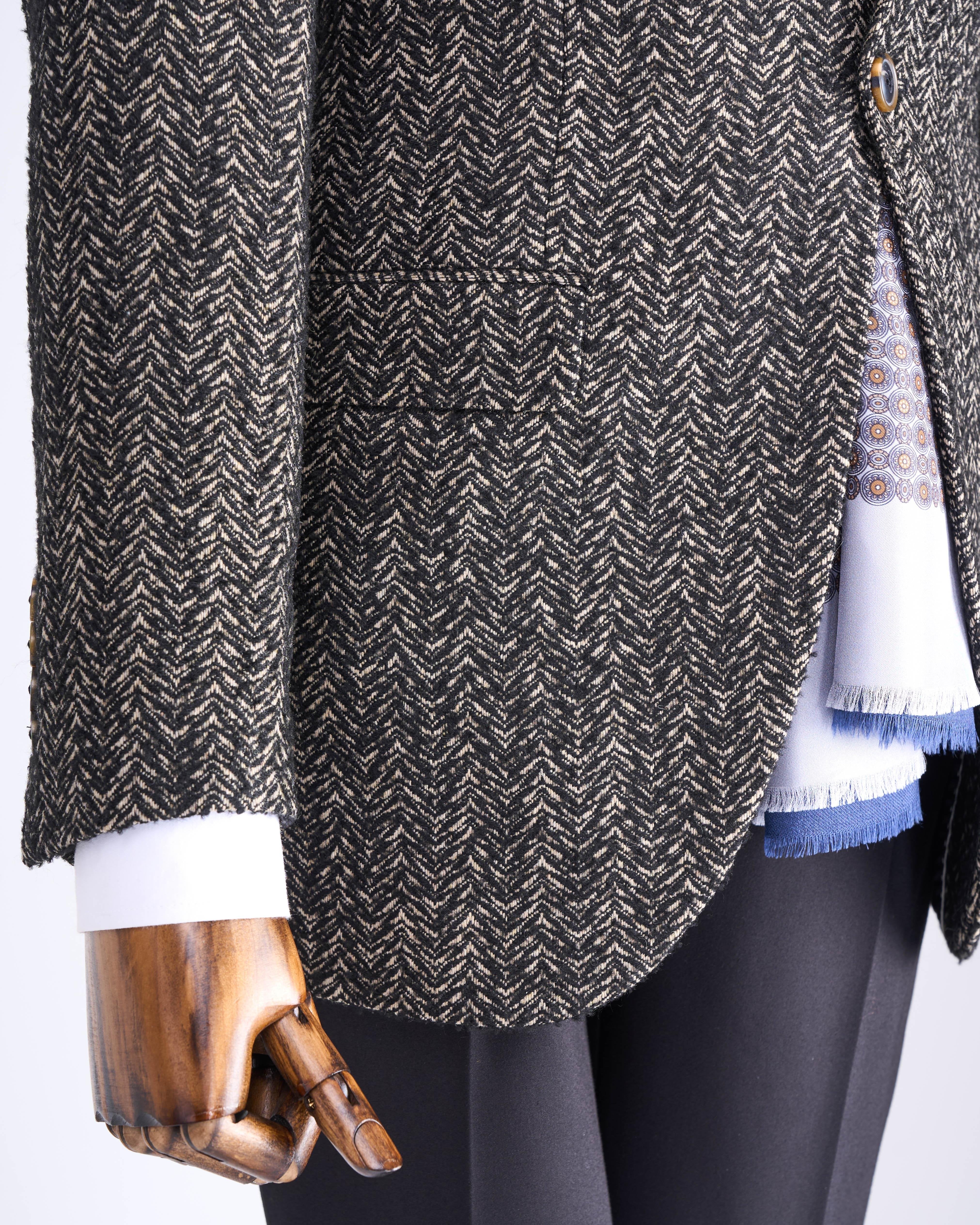 Grey Striped Single Breasted Blazer