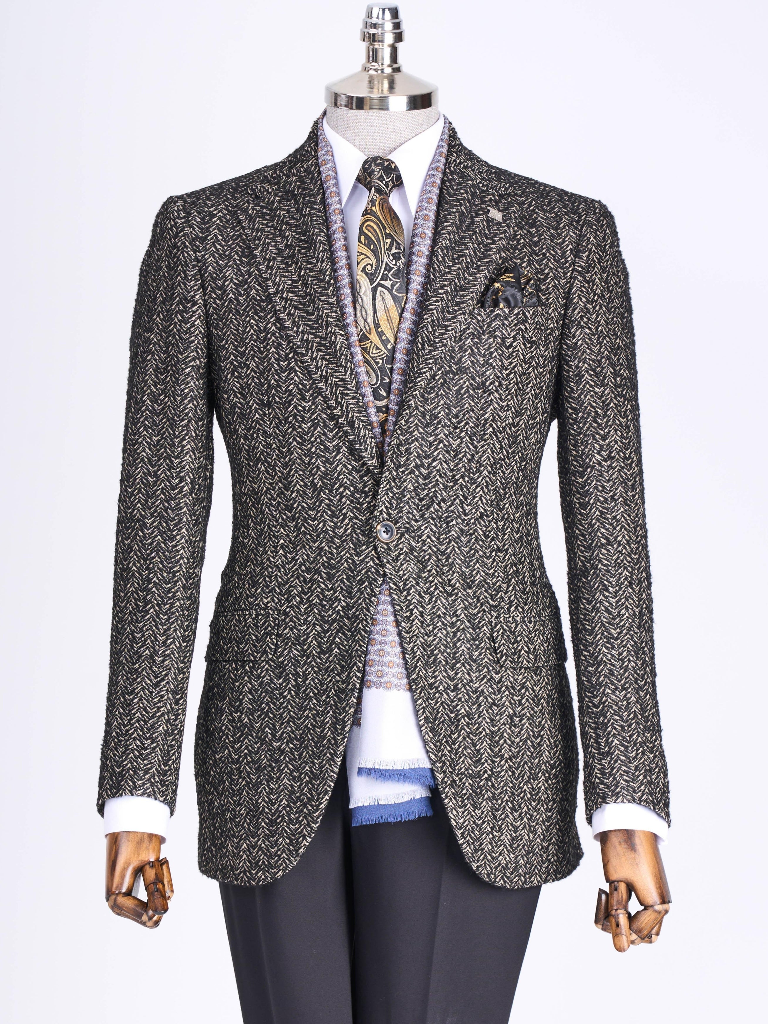 Grey Striped Single Breasted Blazer