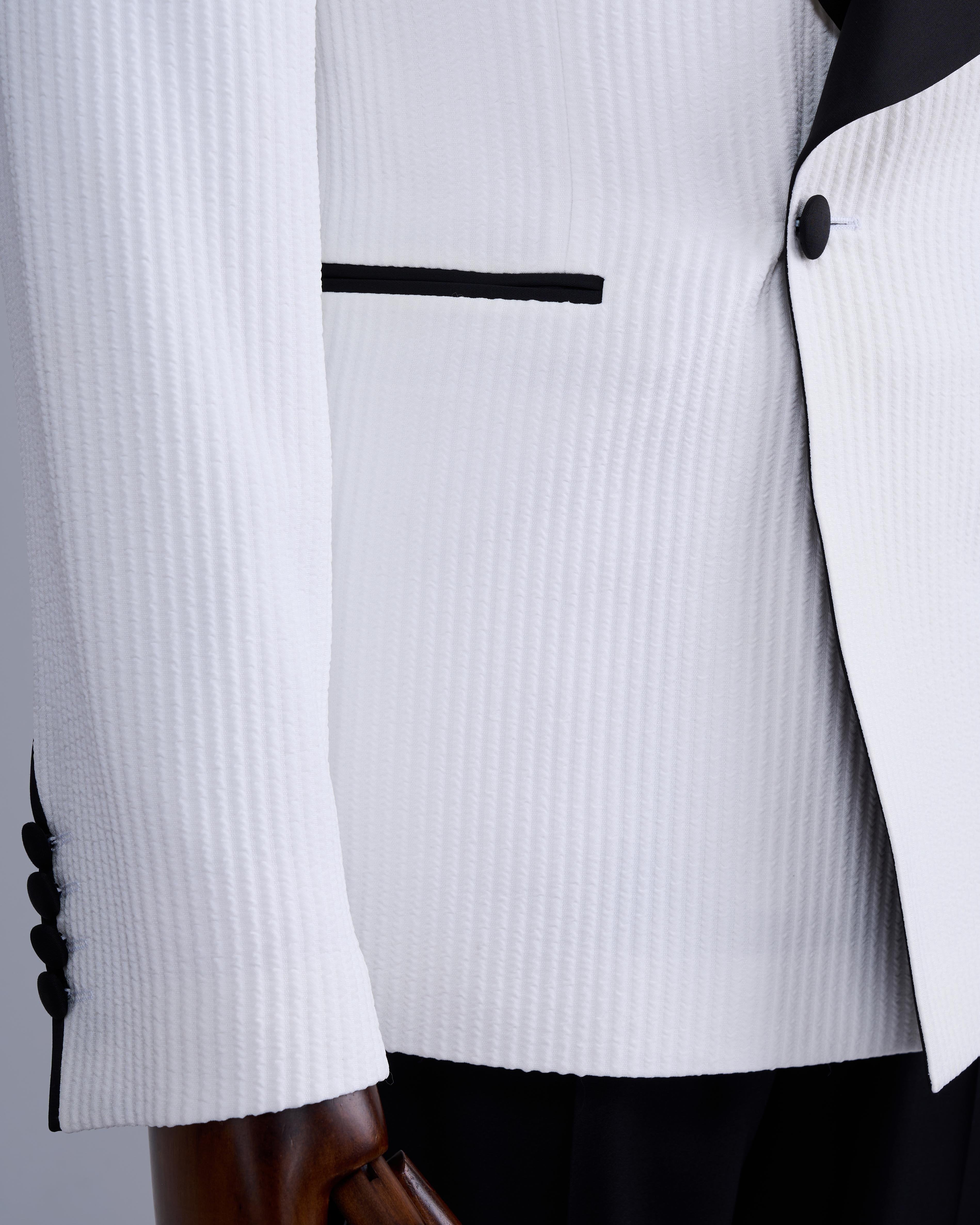 White Striped Double Breasted Tuxedo 2-Piece
