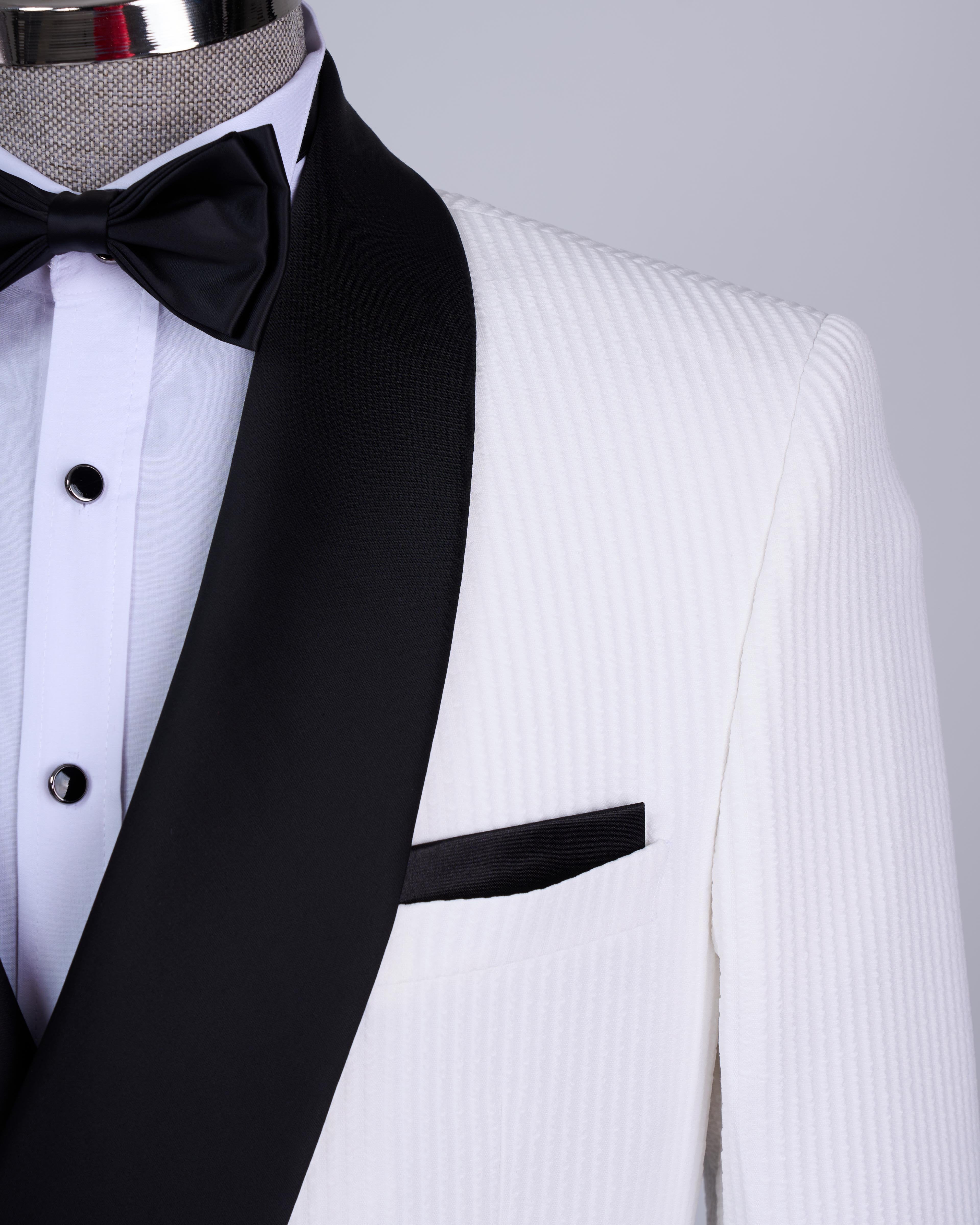 White Striped Double Breasted Tuxedo 2-Piece