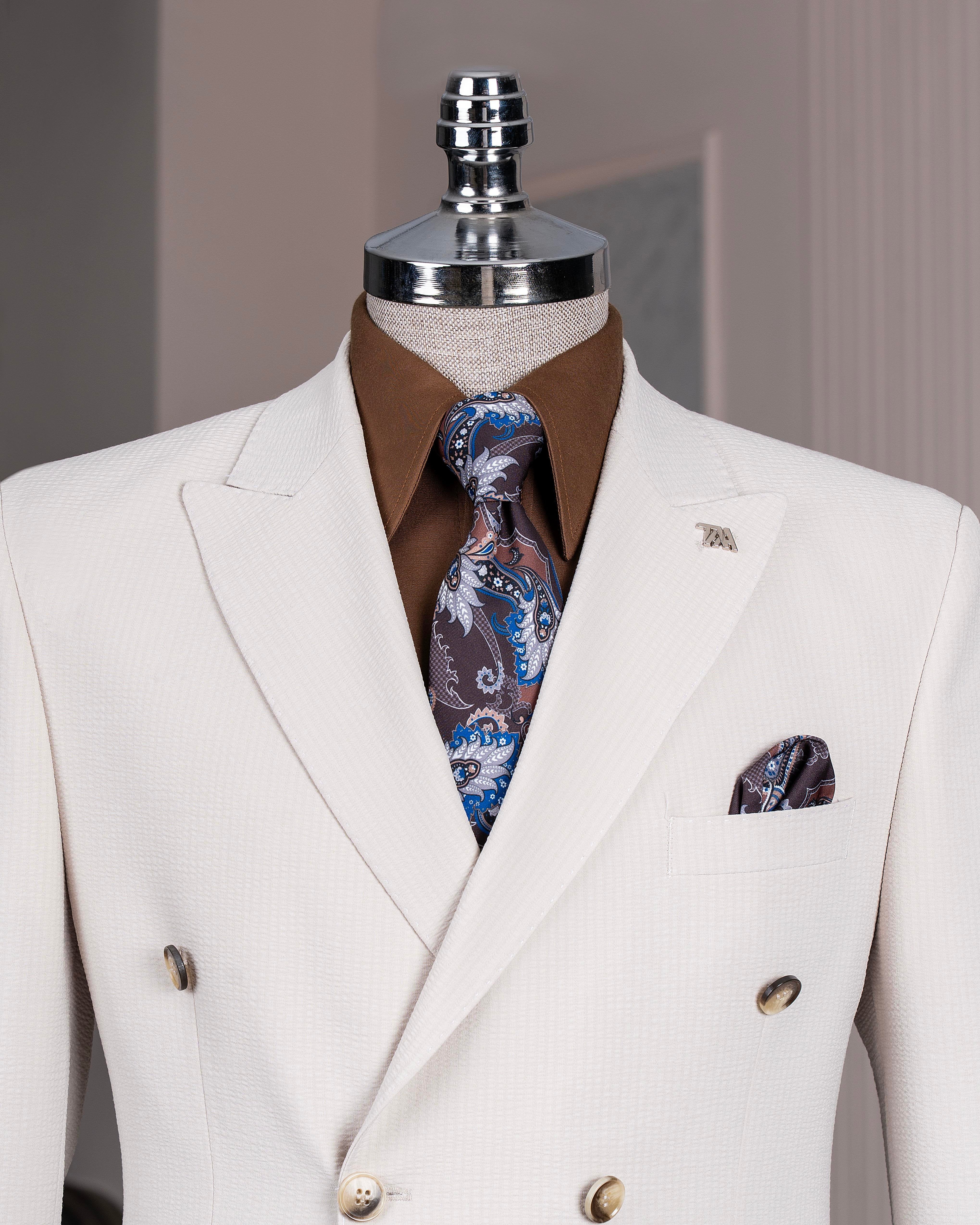 Beige Double Breasted Blazer