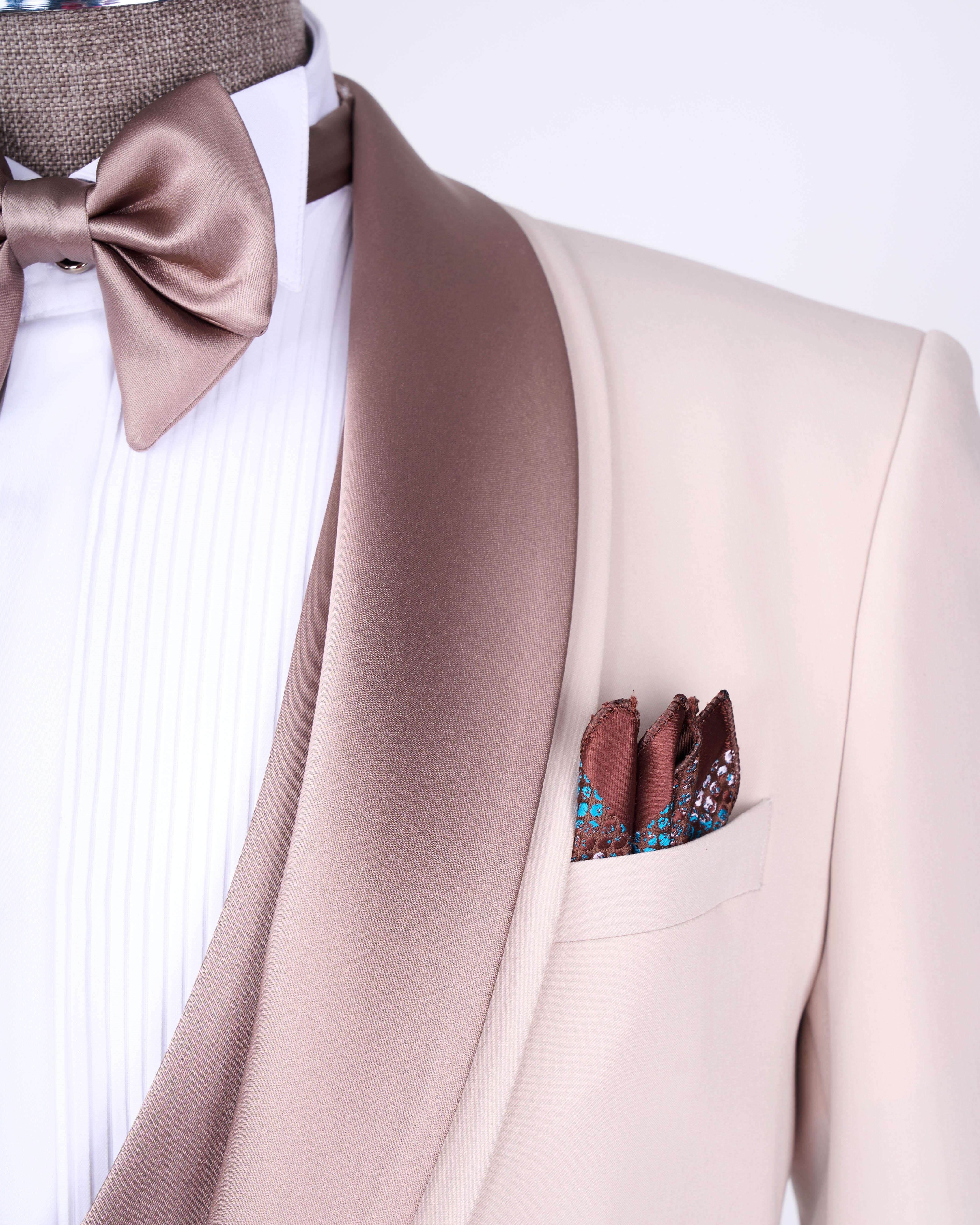 Beige Slim-Fit Tuxedo 3-Piece
