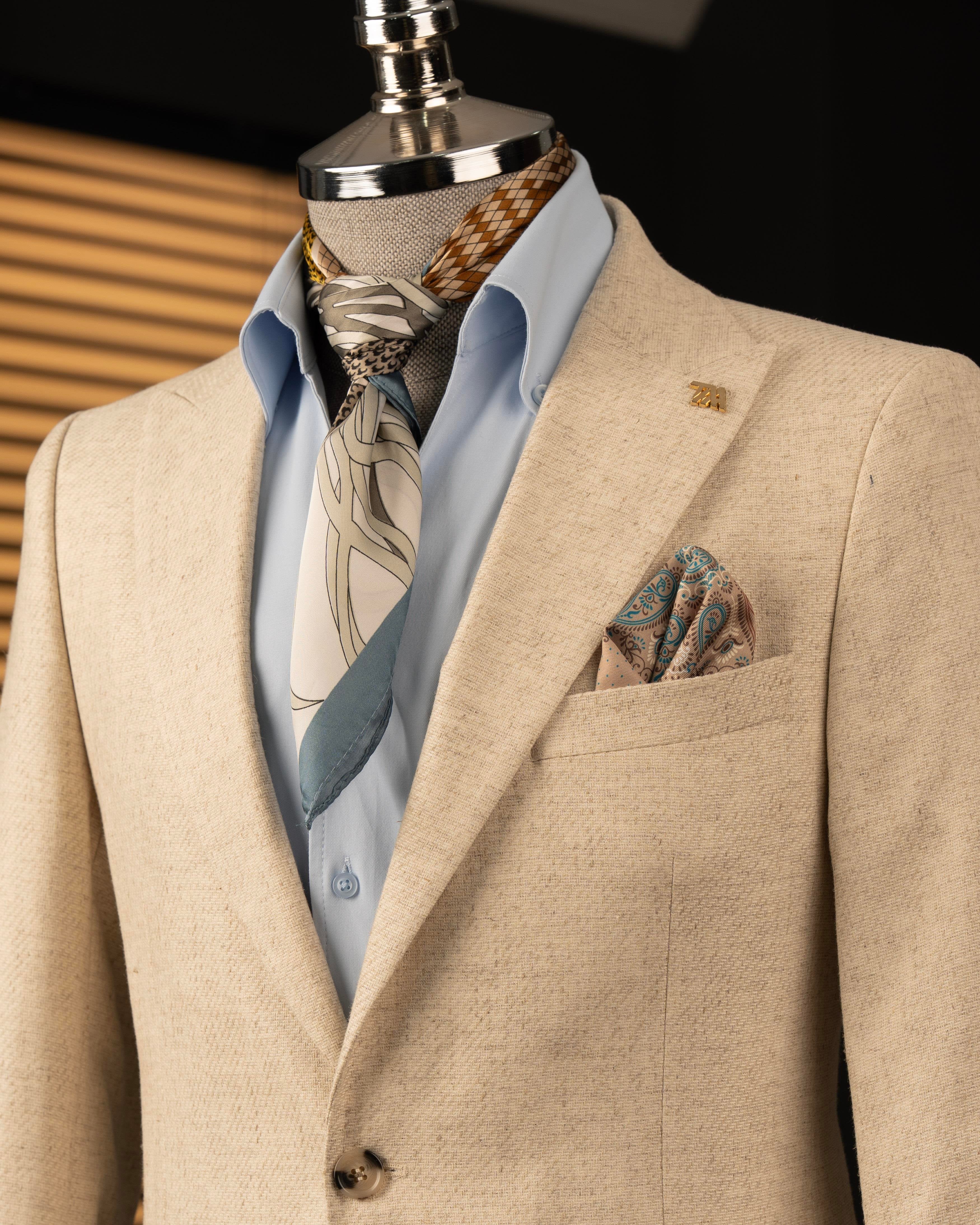Beige Single Breasted Blazer