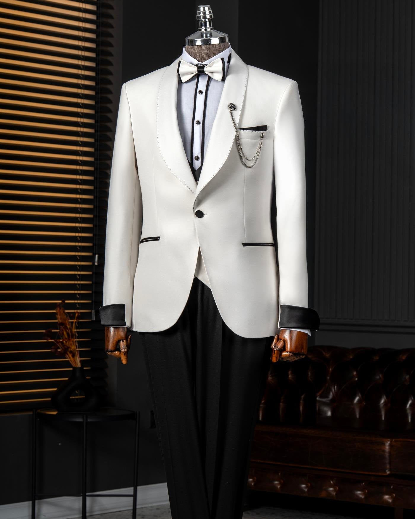Light Beige Slim-Fit Tuxedo 3-Piece