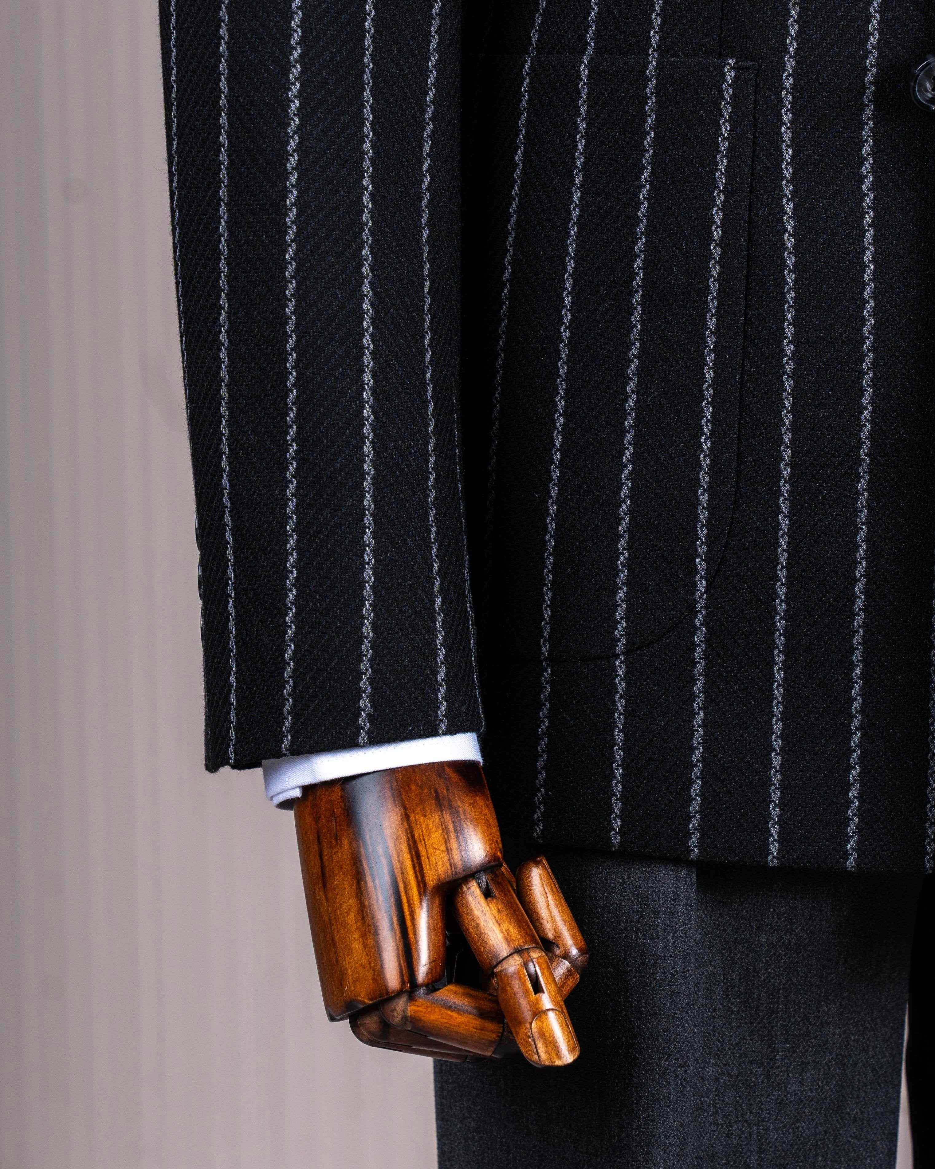 Black Striped Double Breasted Blazer