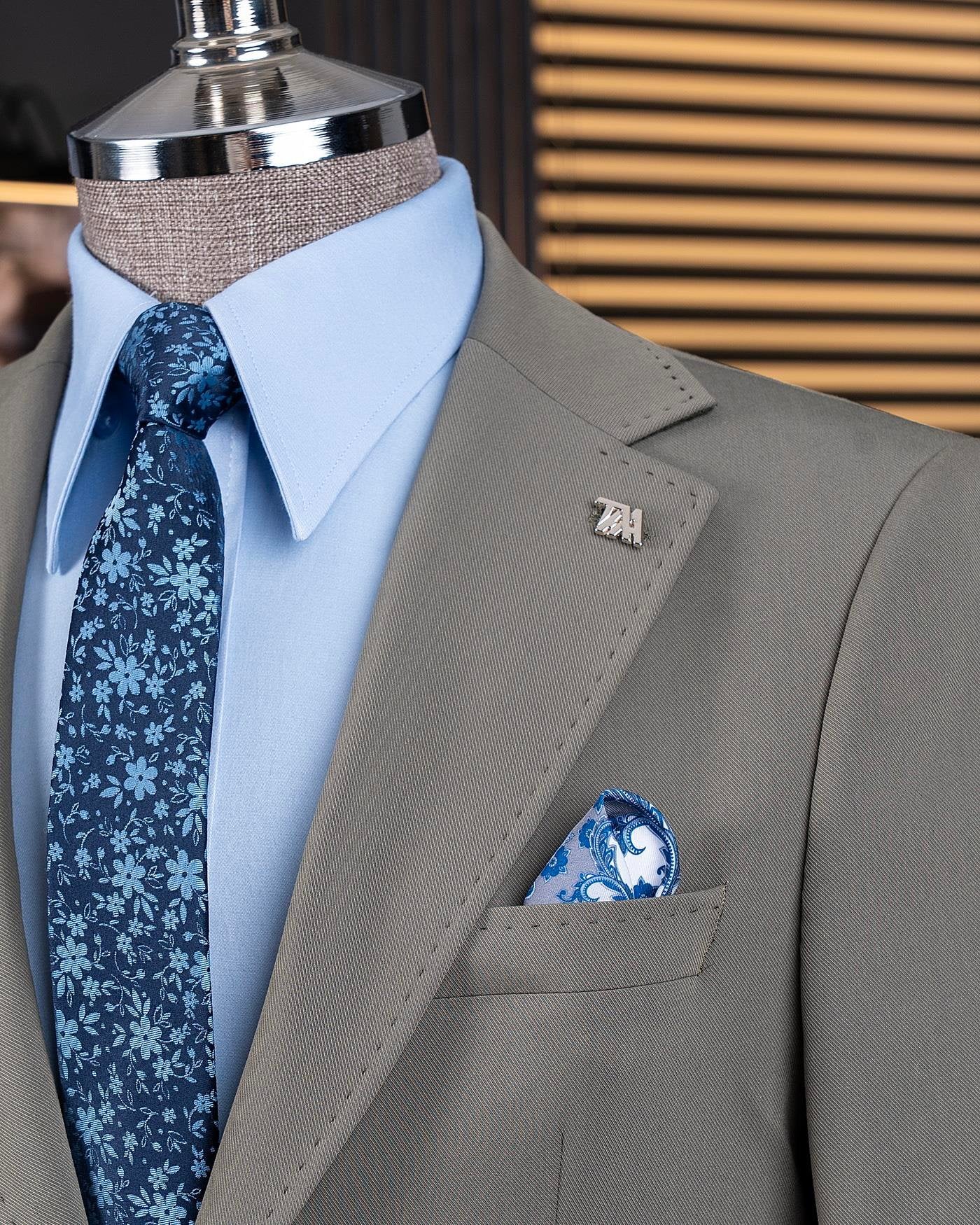 Khaki Single Breasted Blazer
