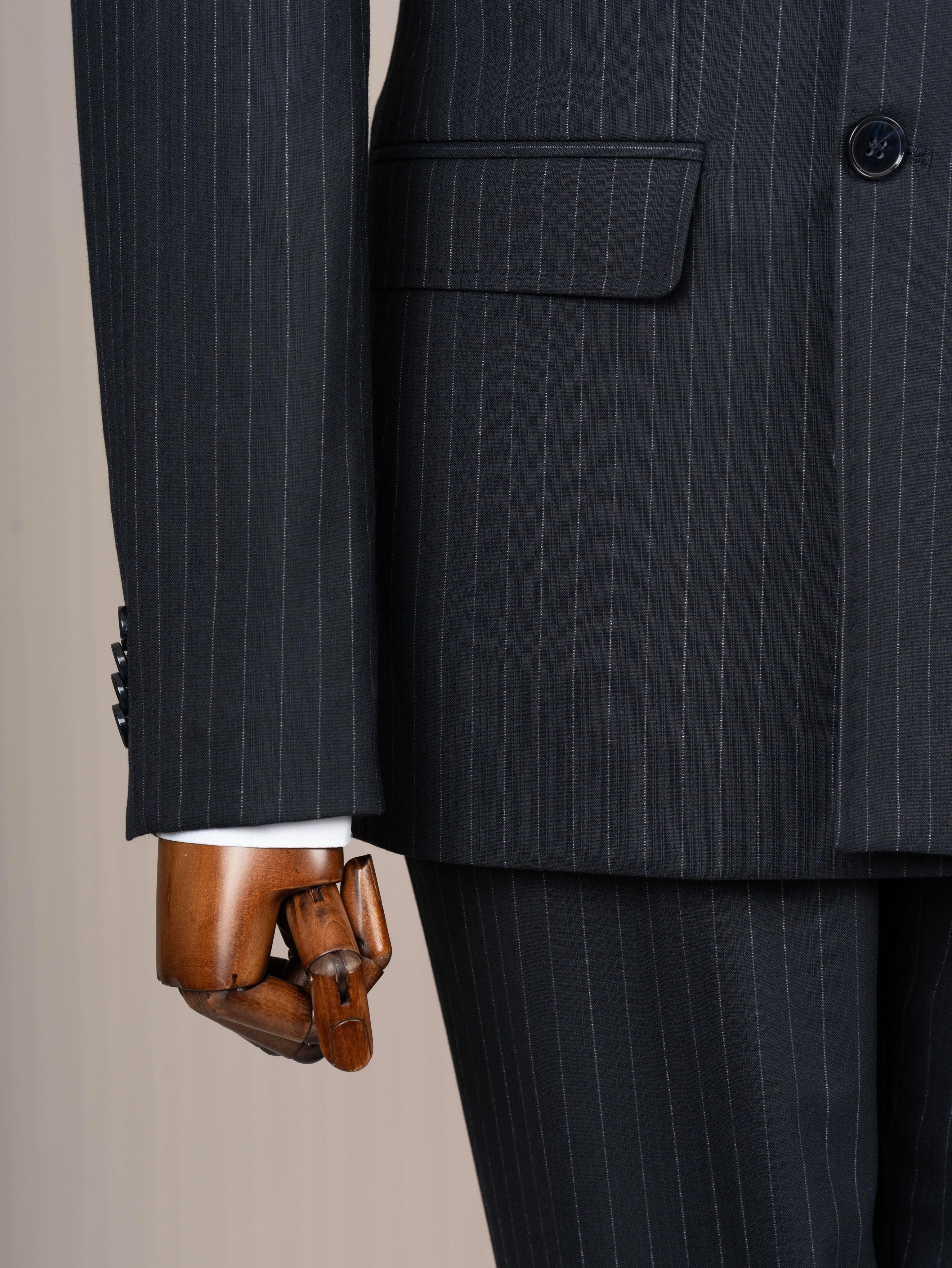Navy Striped Double Breasted Suit 2-Piece