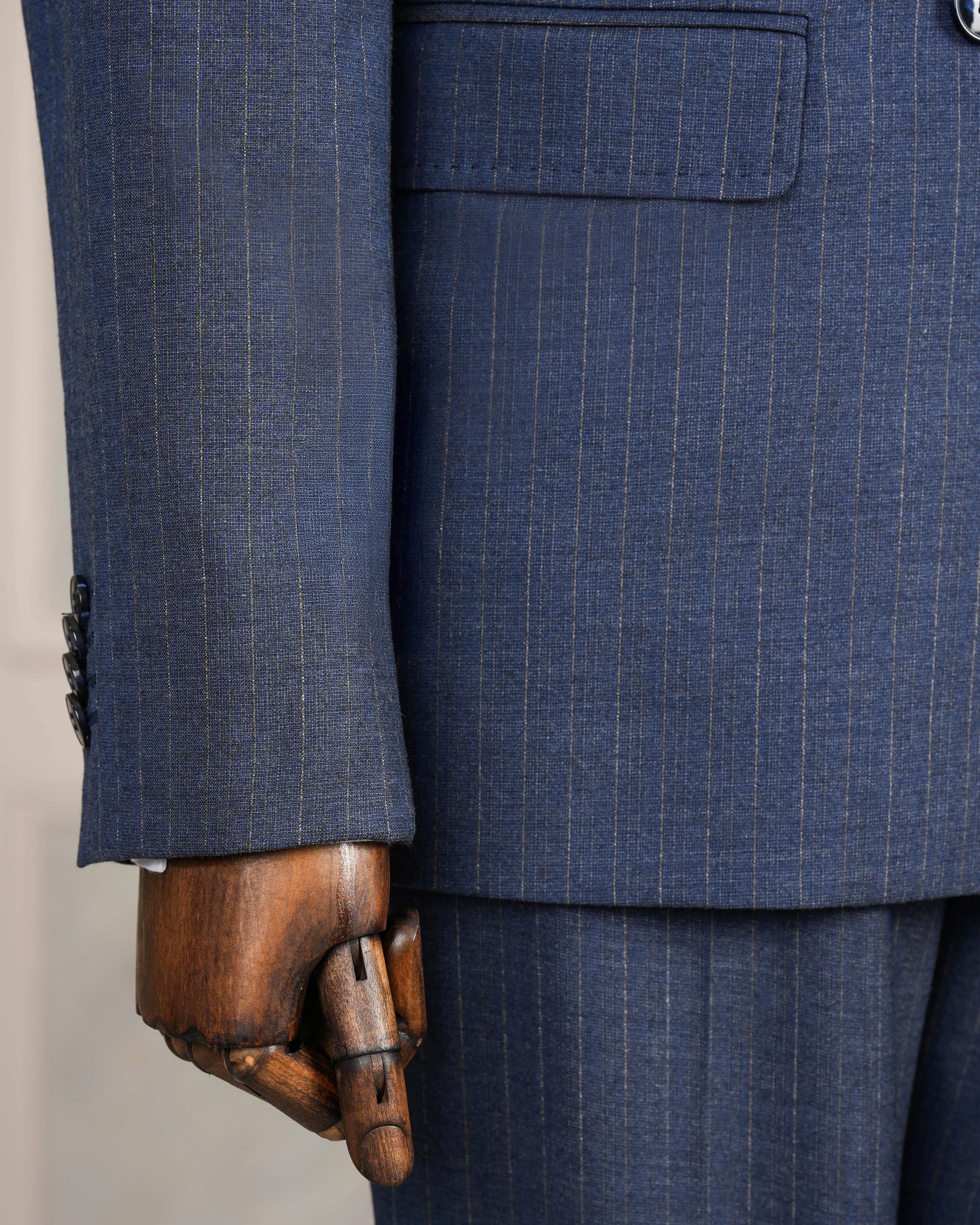 Blue Striped Double Breasted Suit 2-Piece