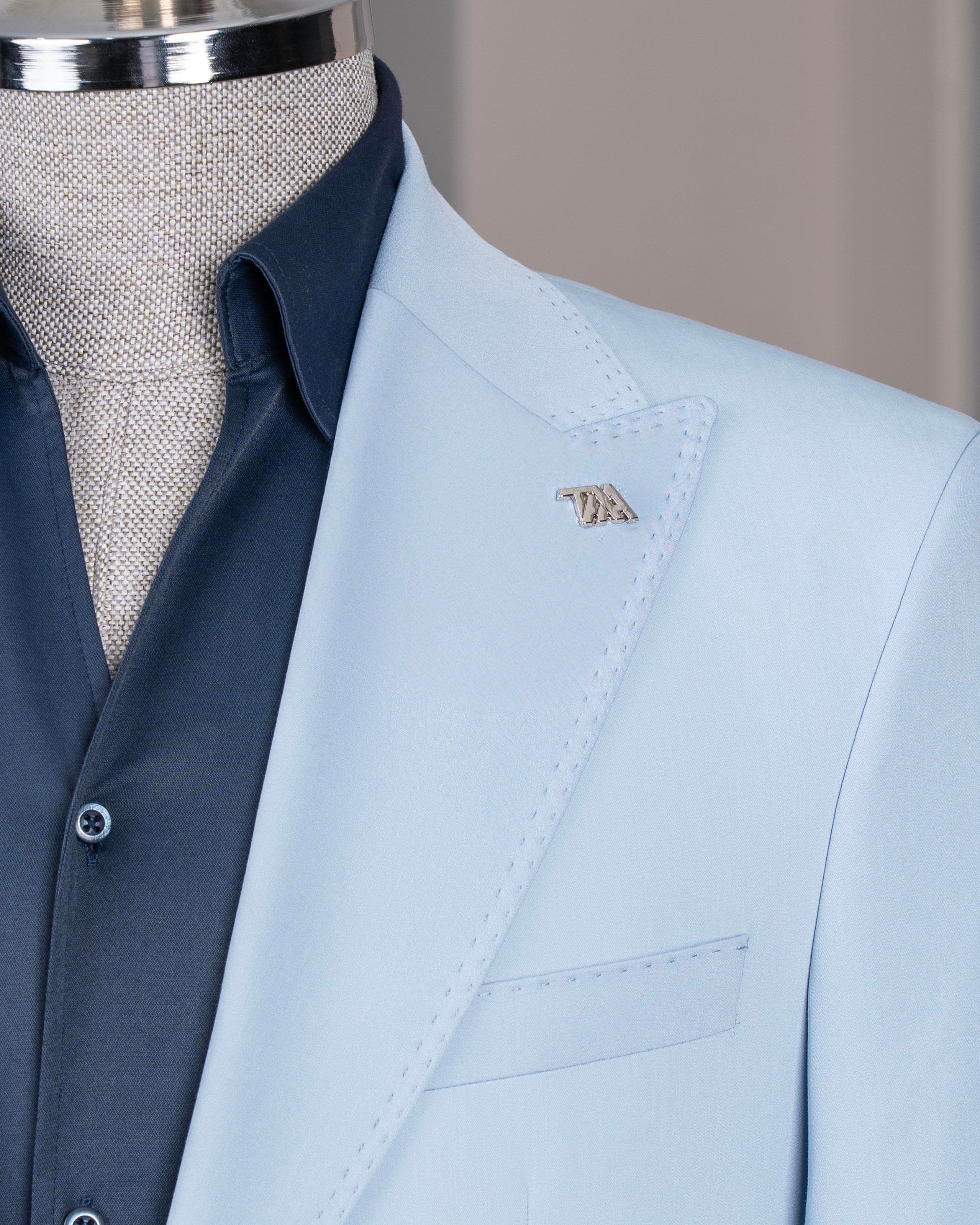 Sky-Blue Slim-Fit Suit 2-Piece