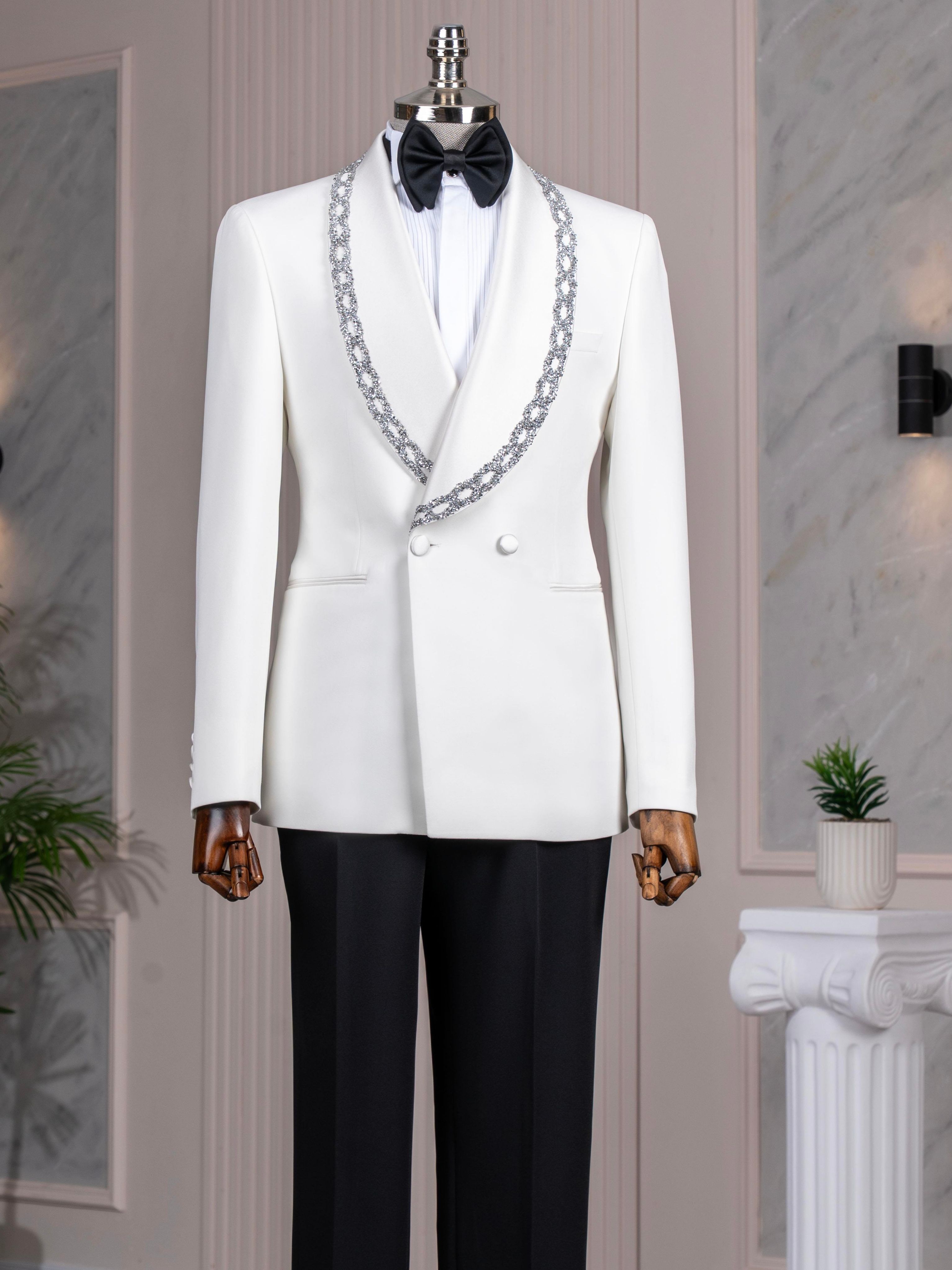 White Double Breasted Tuxedo 2-Piece