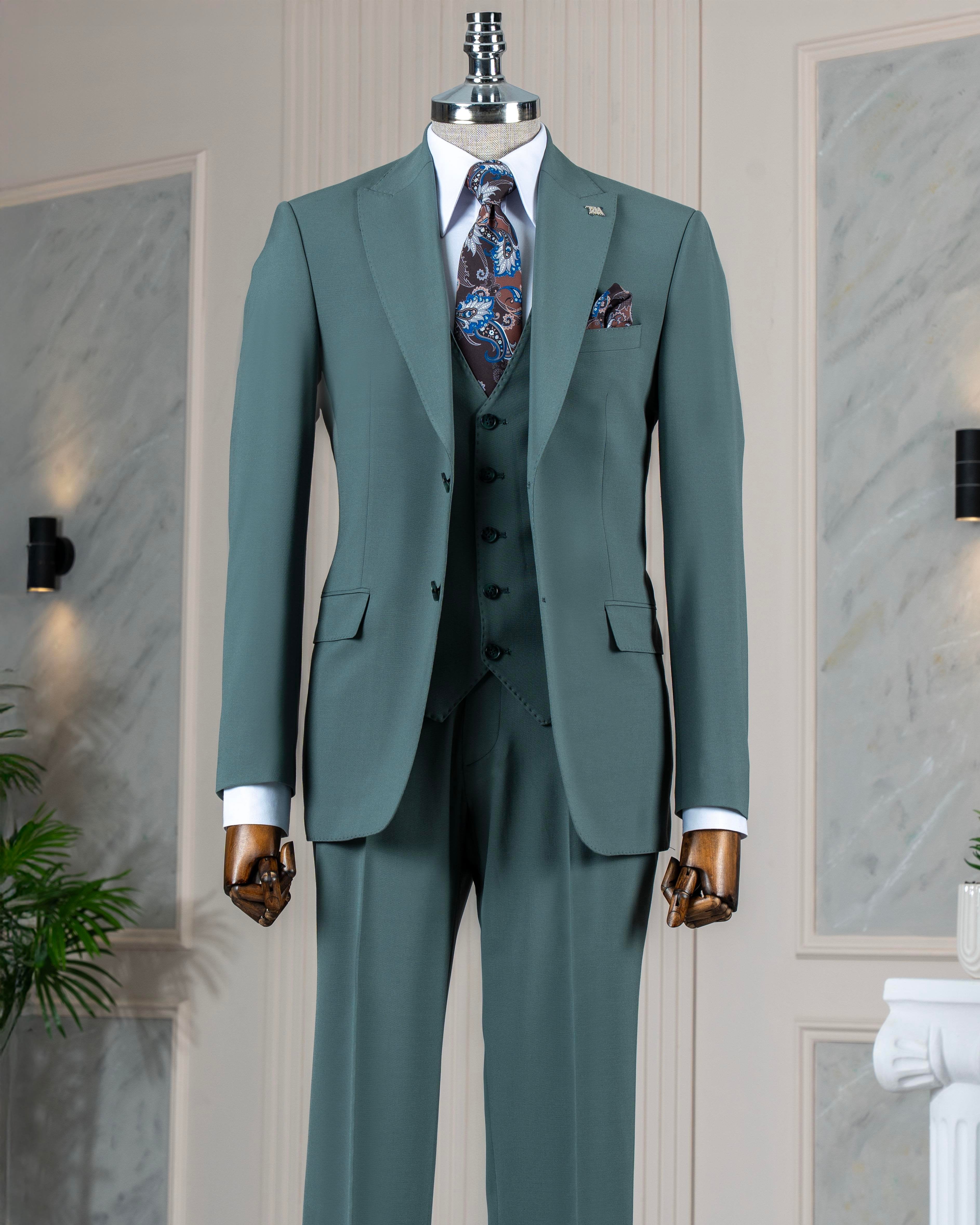 Green Slim-Fit Suit 3-Piece