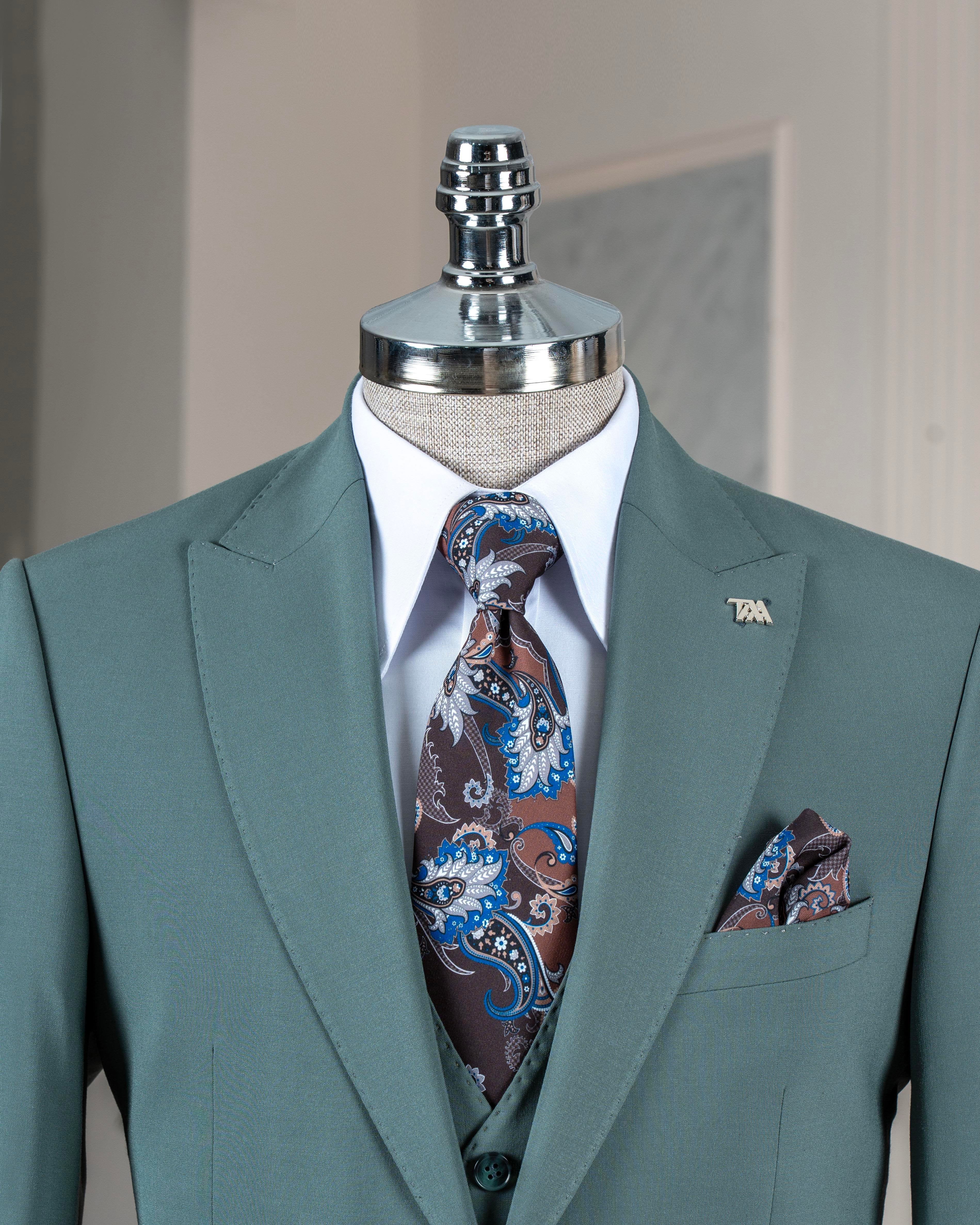 Green Slim-Fit Suit 3-Piece