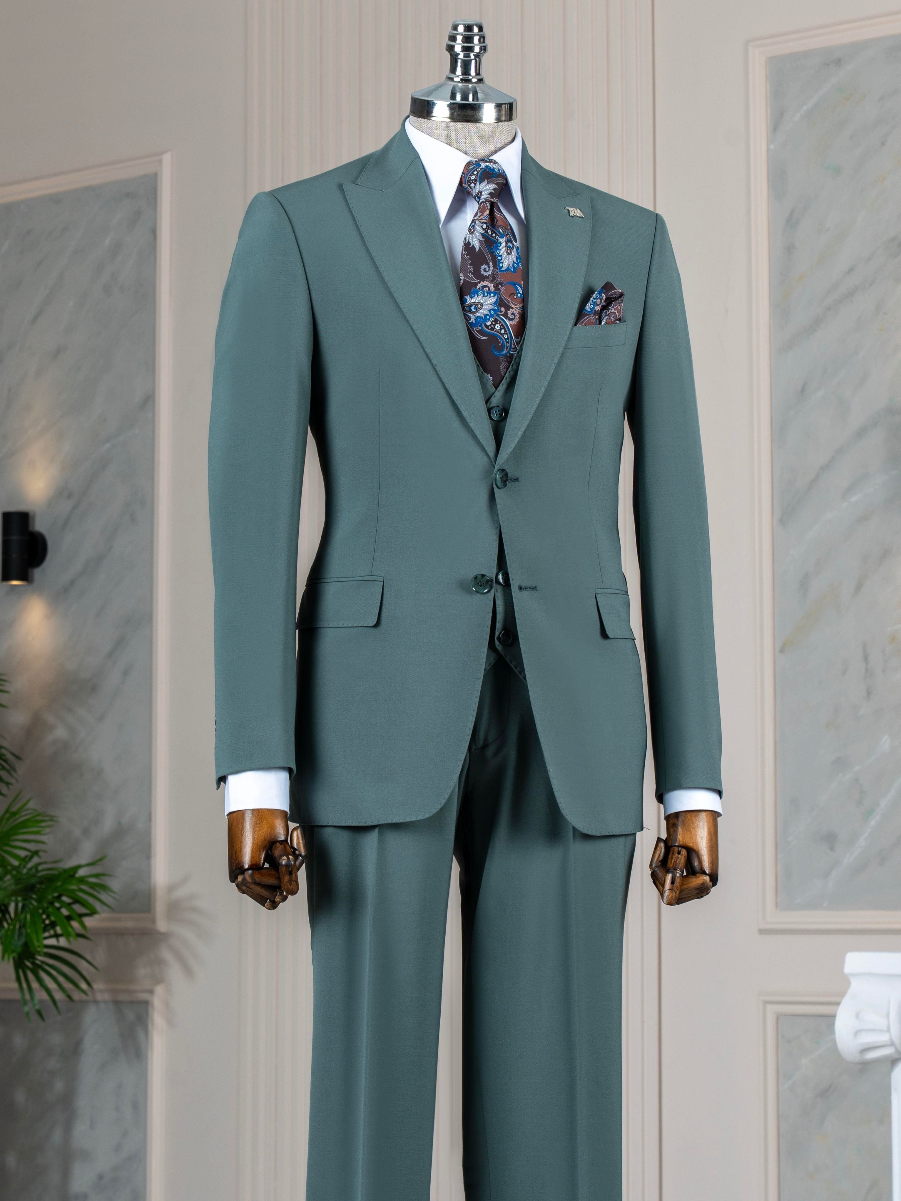Green Slim-Fit Suit 3-Piece