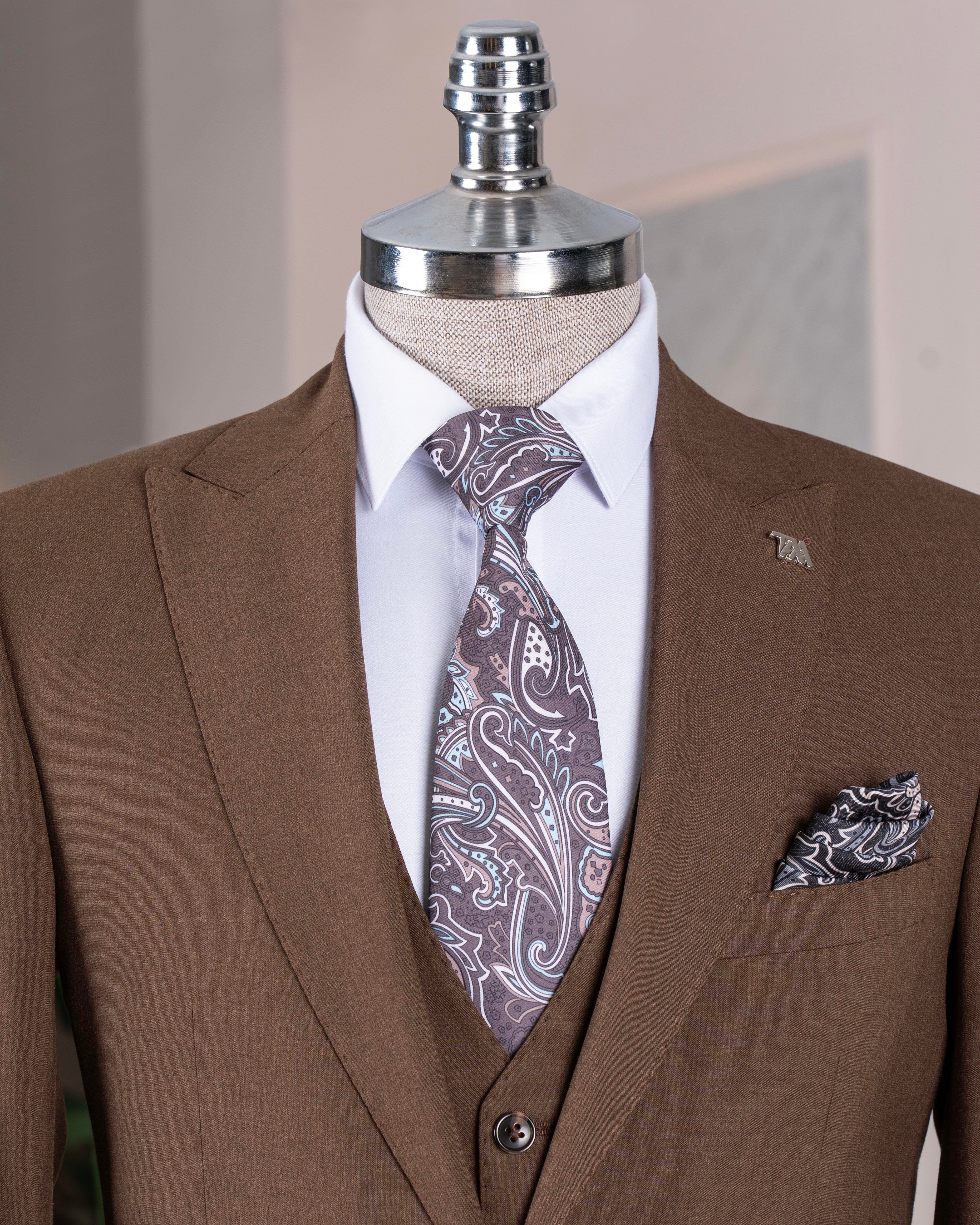 Brown Slim-Fit Suit 3-Piece
