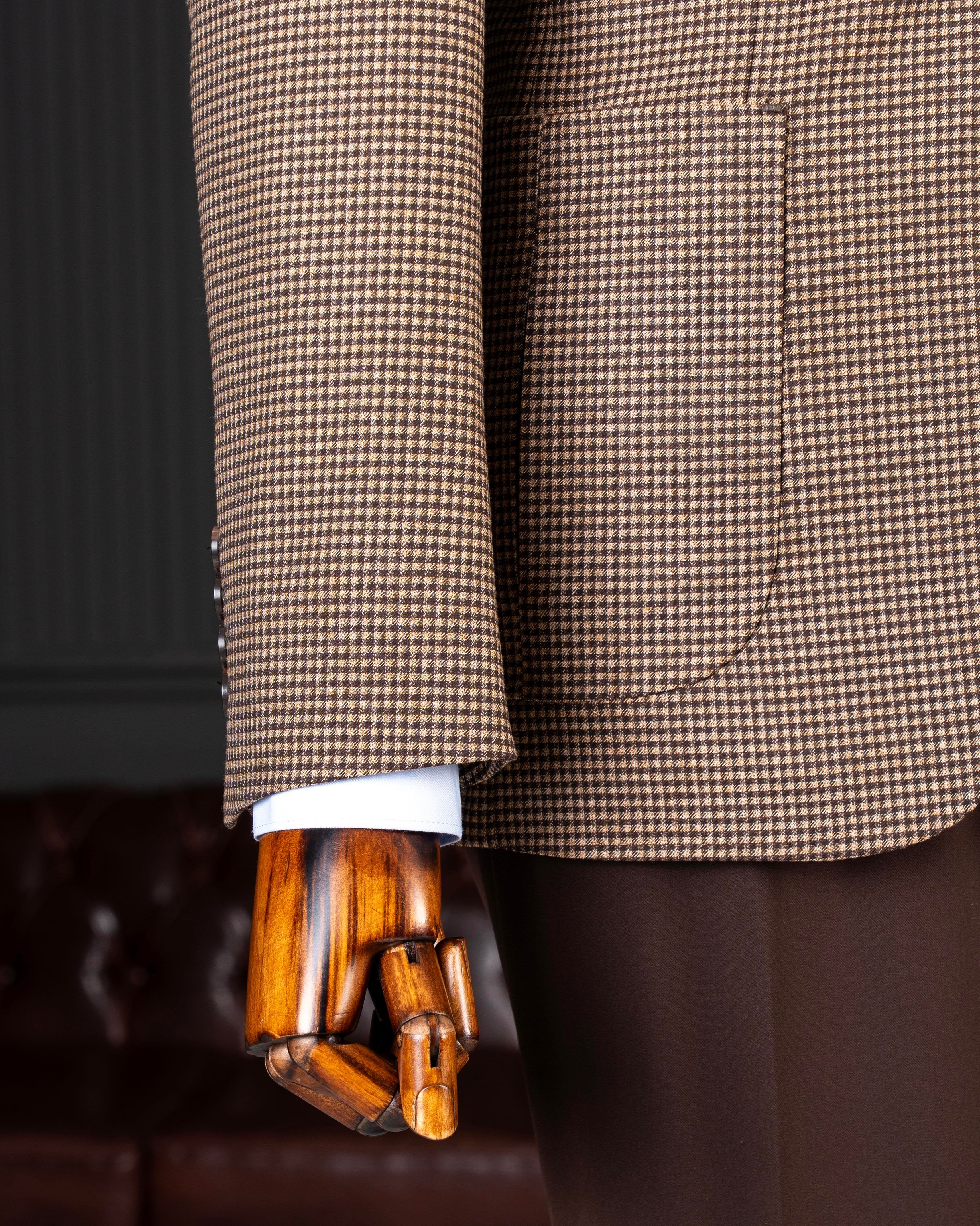 Brown Plaid Slim-Fit Suit 3-Piece