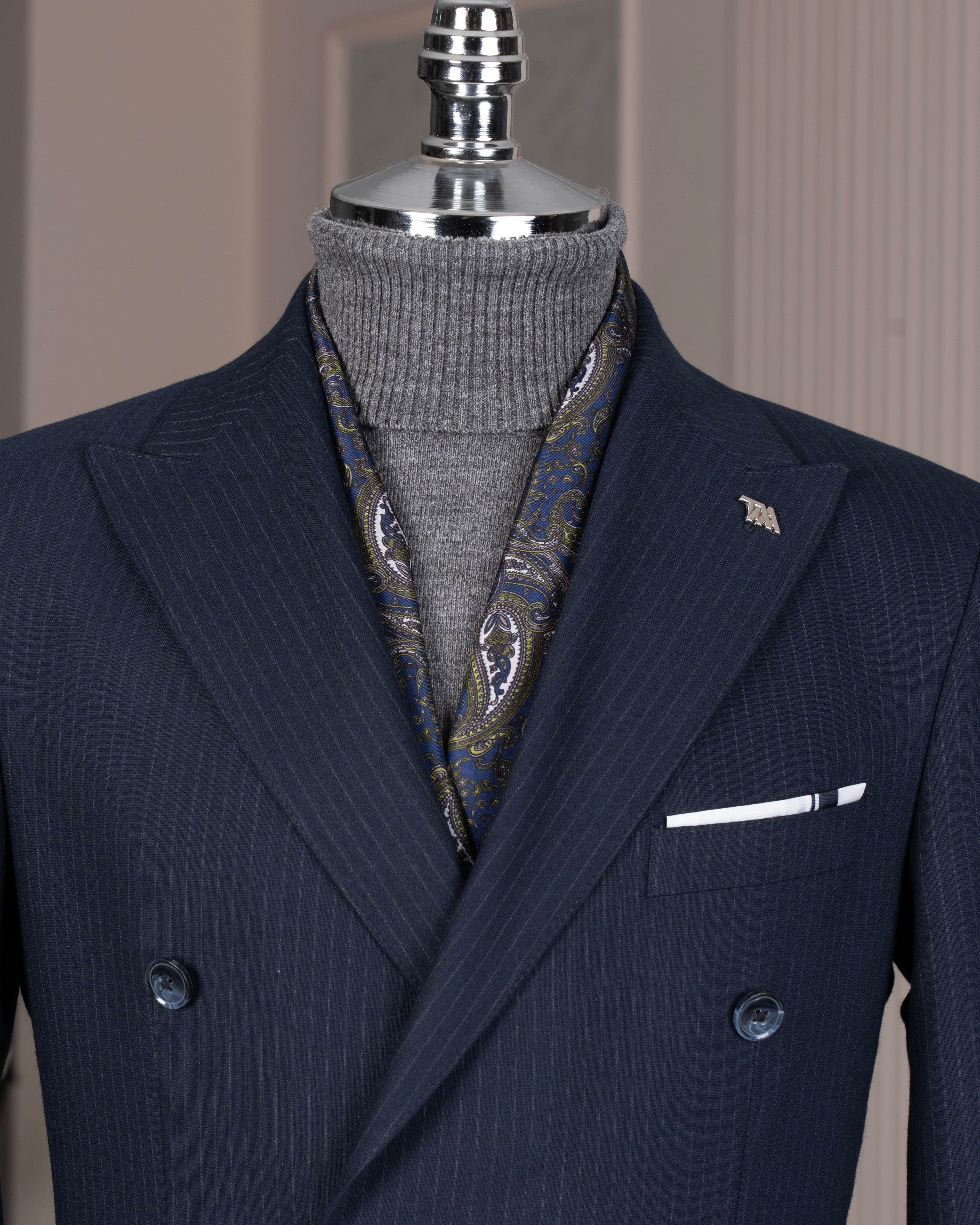 Navy Striped Double Breasted Suit 2-Piece