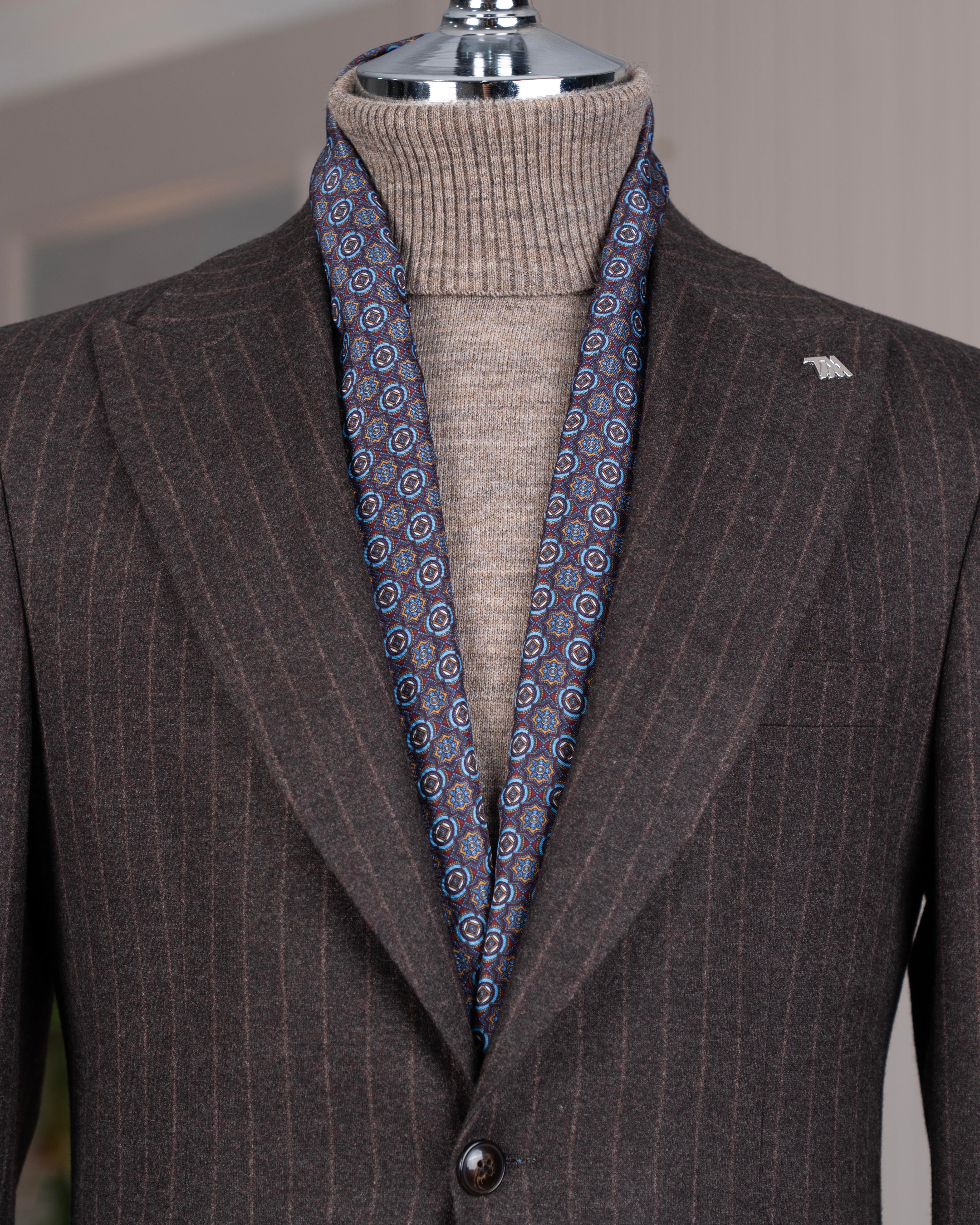 Brown Striped Slim-Fit Suit 2-Piece