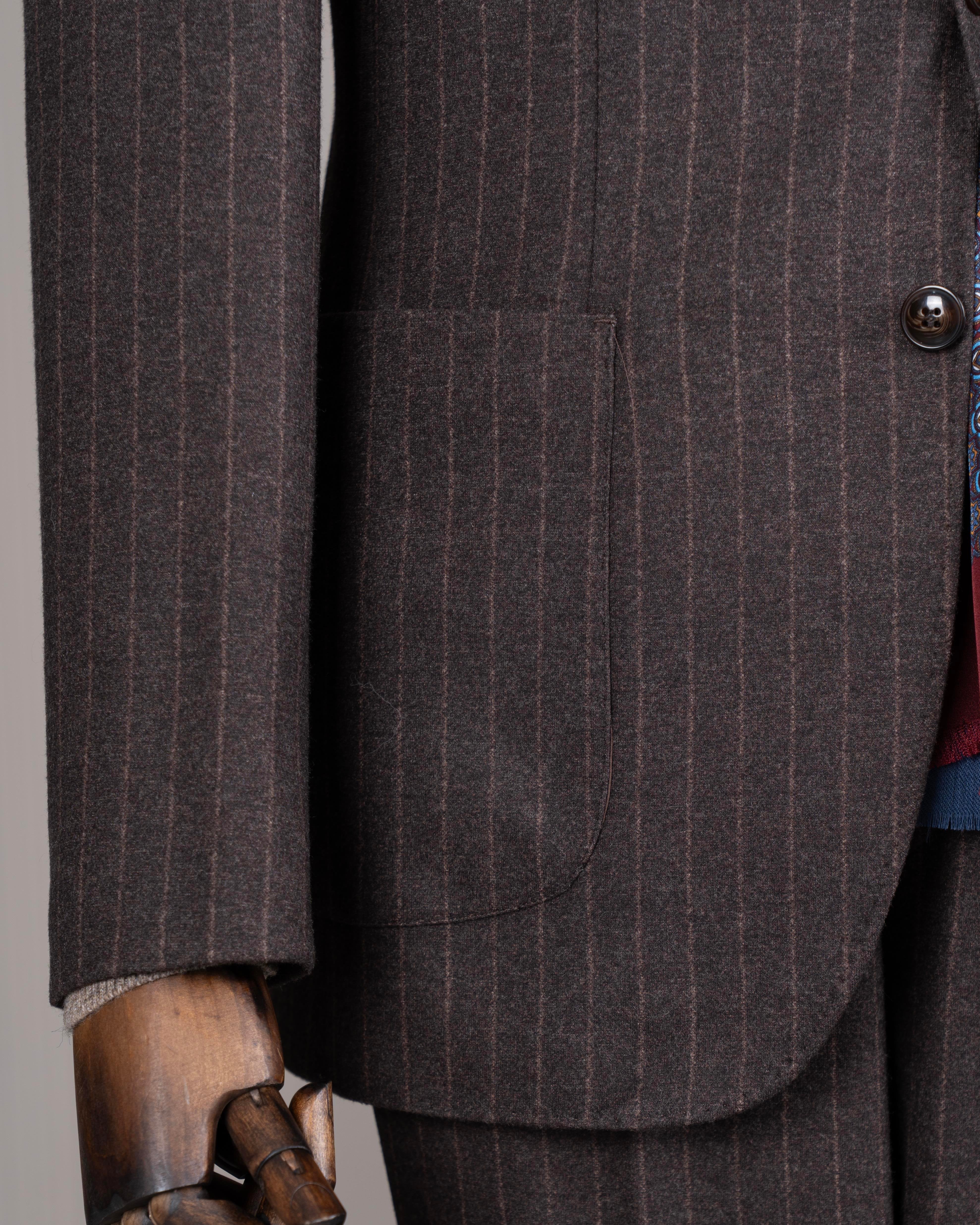 Brown Striped Slim-Fit Suit 2-Piece