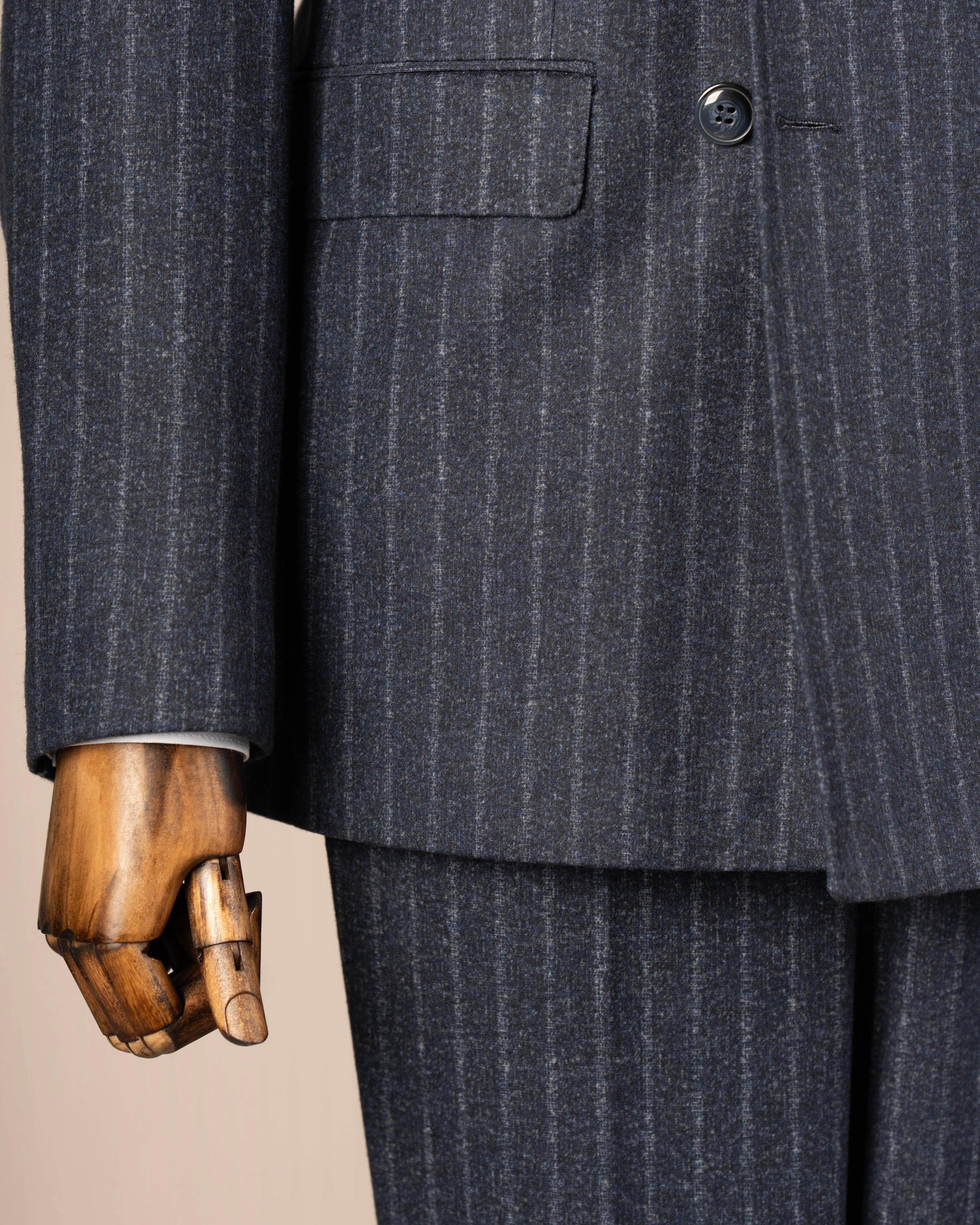 Navy Striped Double Breasted Suit 2-Piece