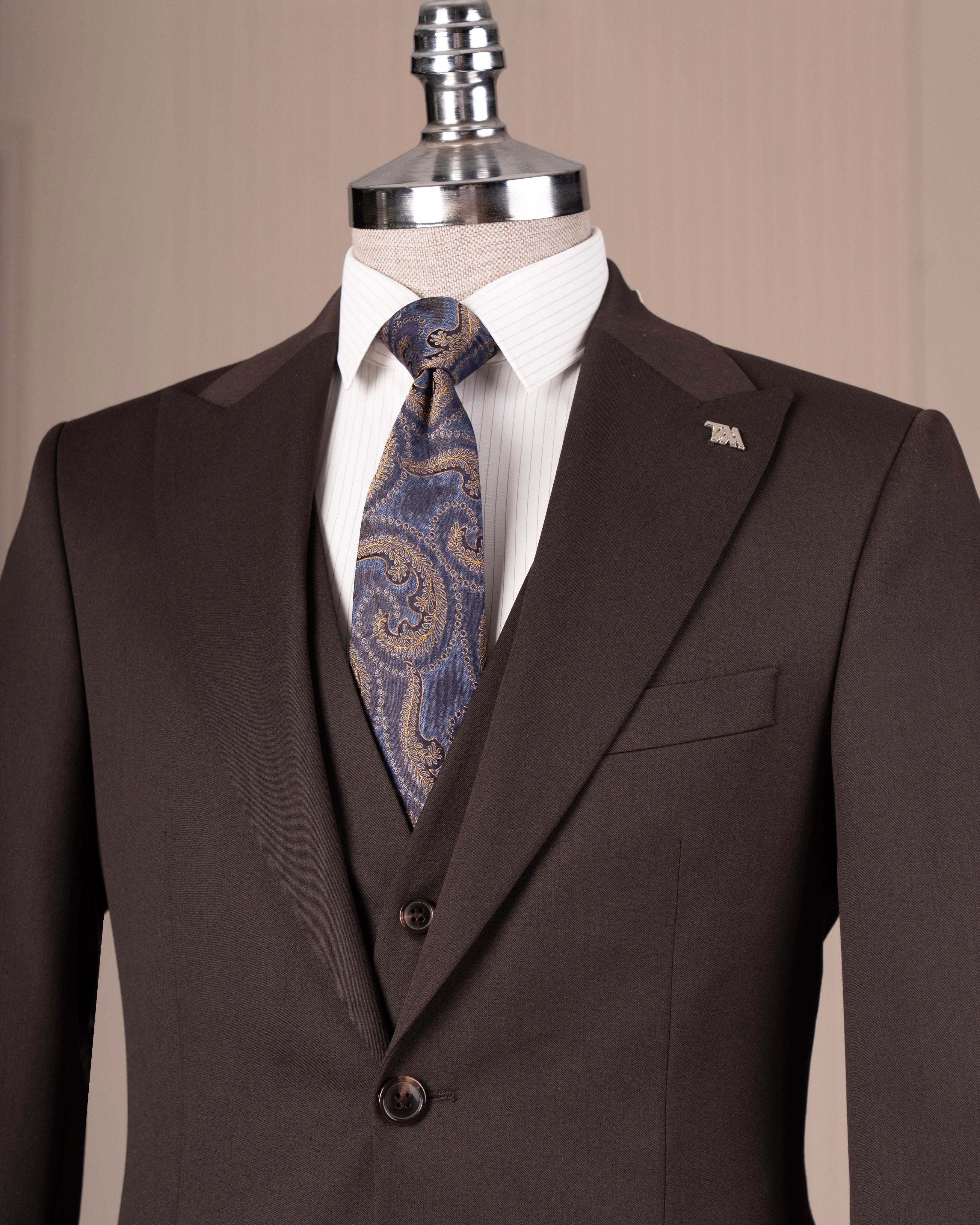 Brown Slim-Fit Suit 3-Piece