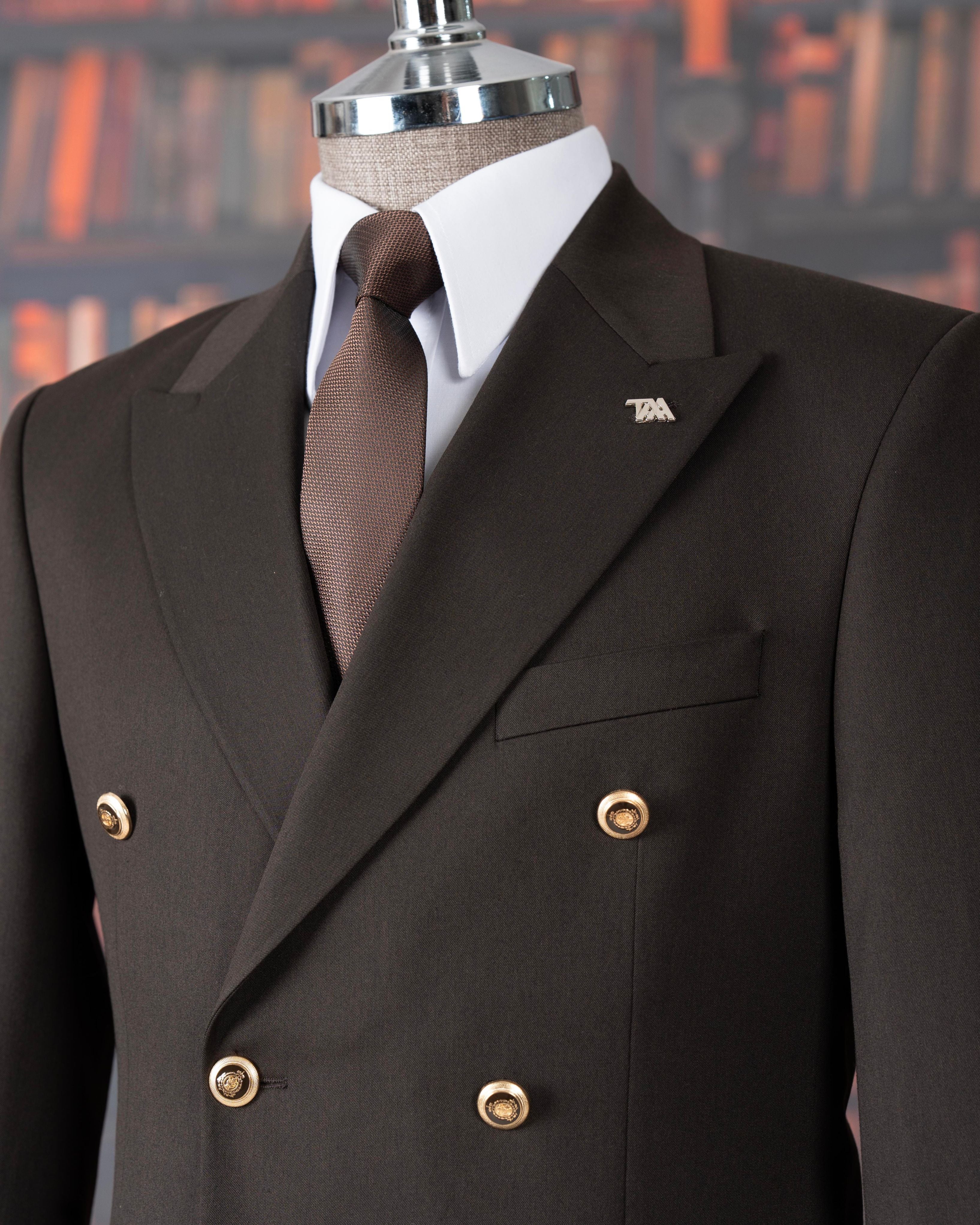 Brown Double Breasted Suit 2-Piece