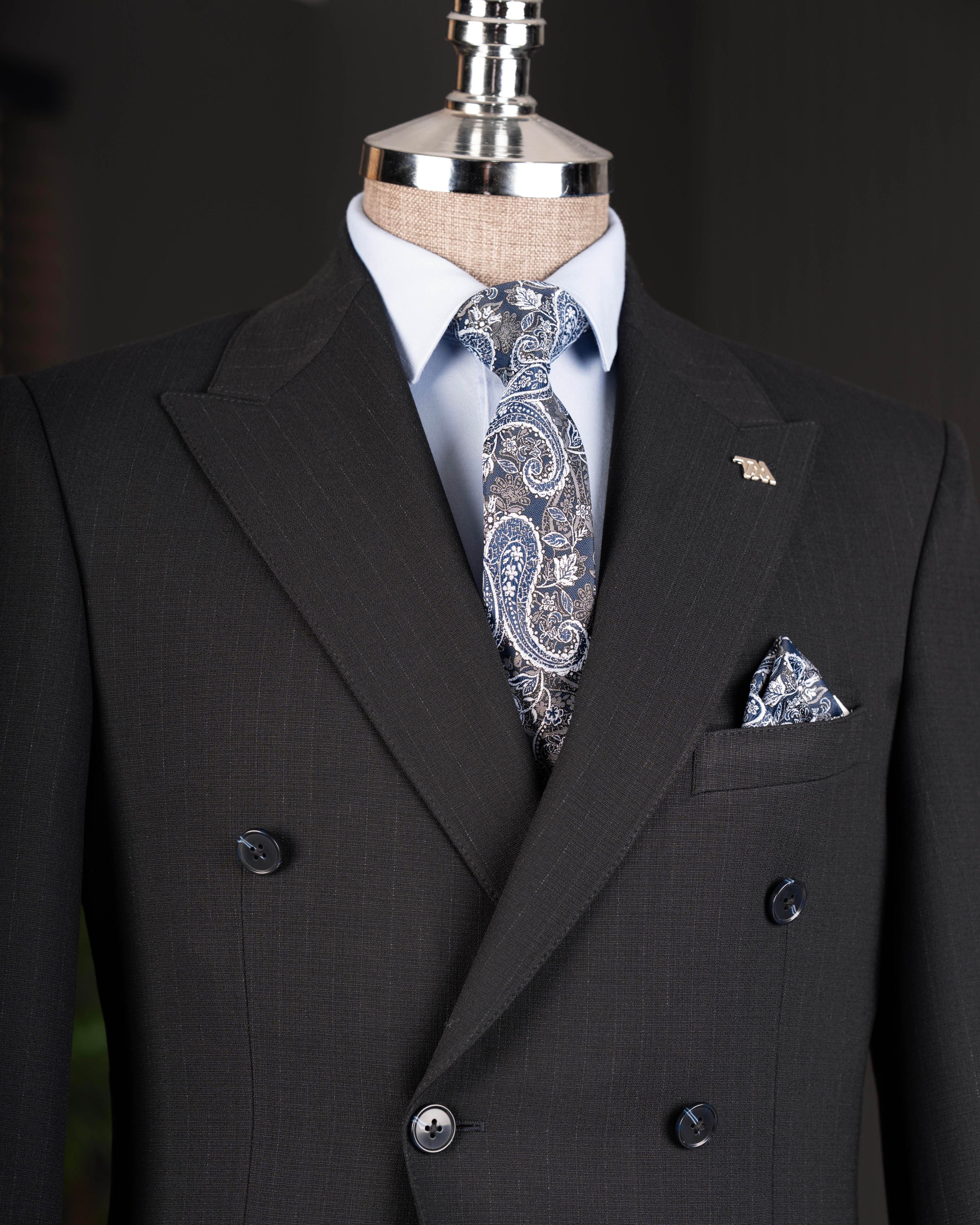 Navy Striped Double Breasted Suit 2-Piece