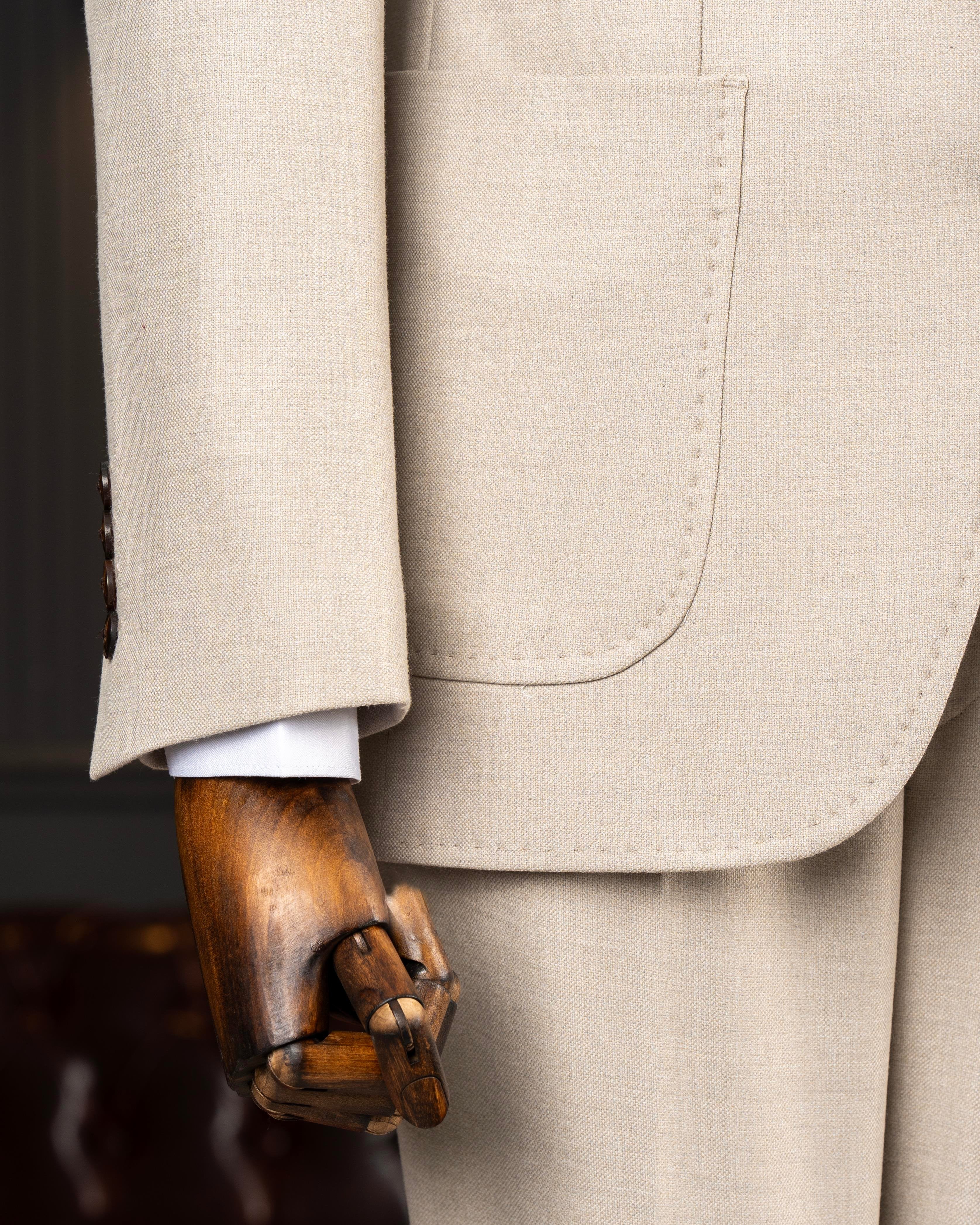 Beige Slim-Fit Suit 2-Piece