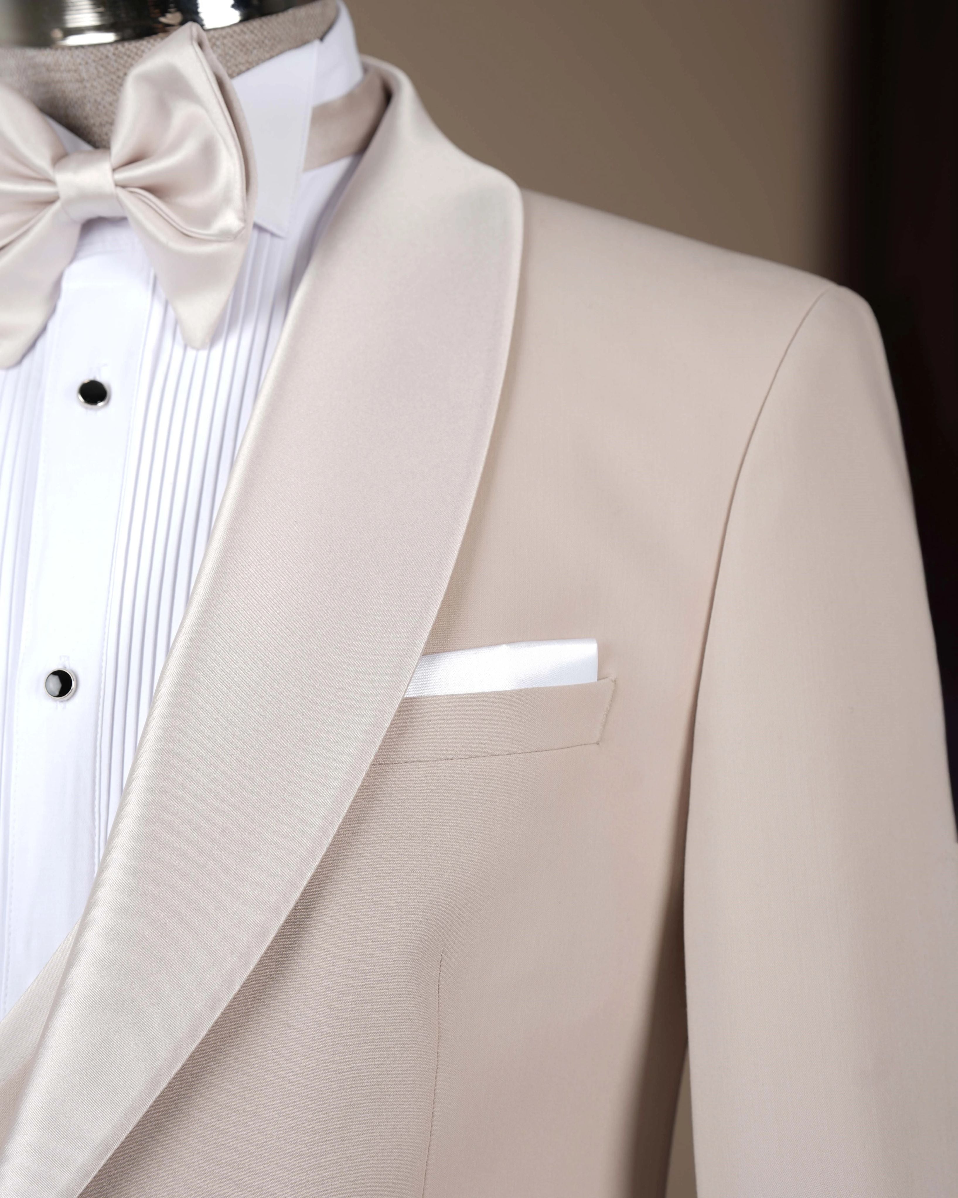 Beige Slim-Fit Tuxedo 3-Piece