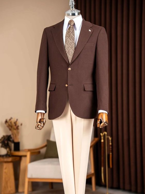Brown Single Breasted Blazer