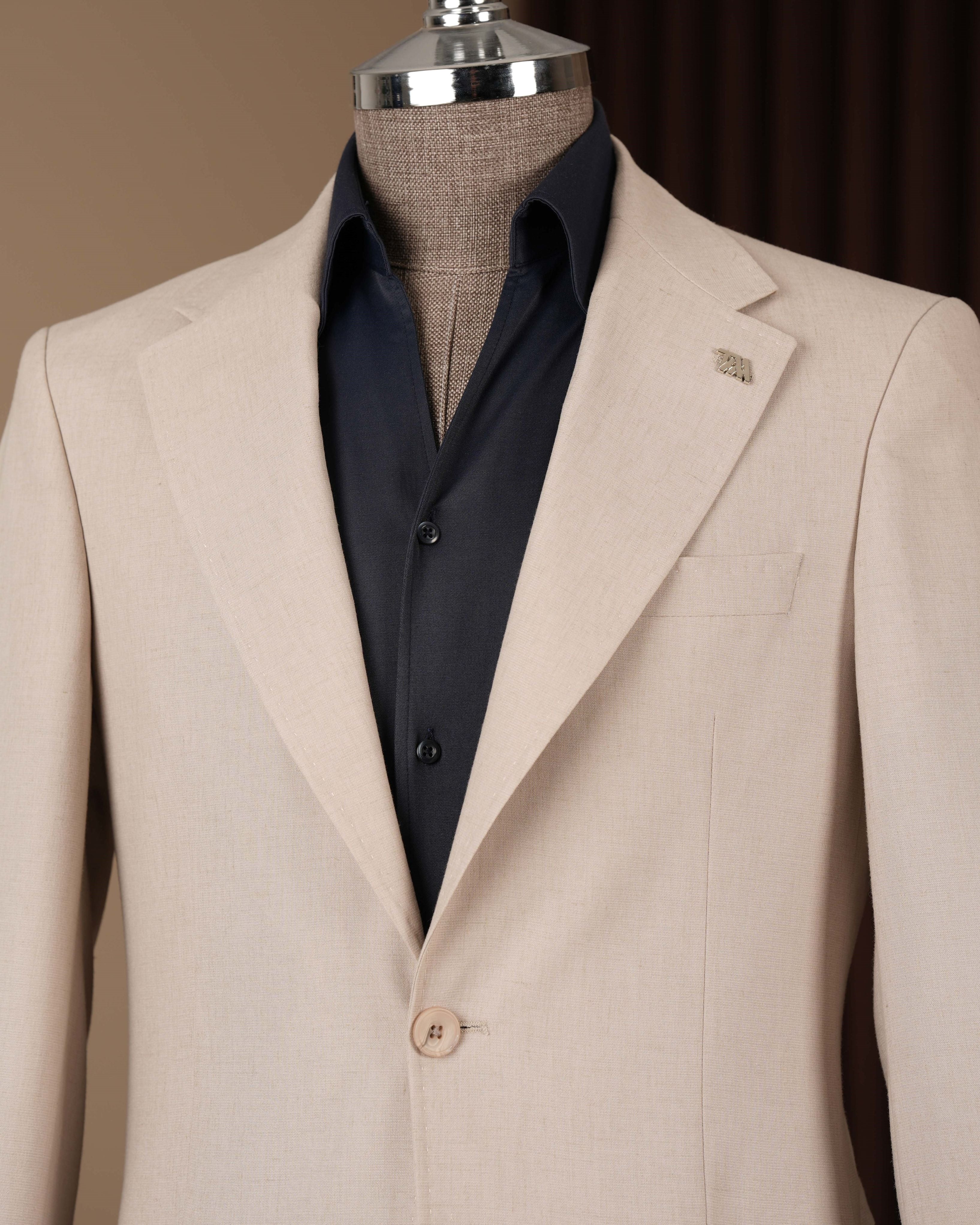 Beige Single Breasted Blazer