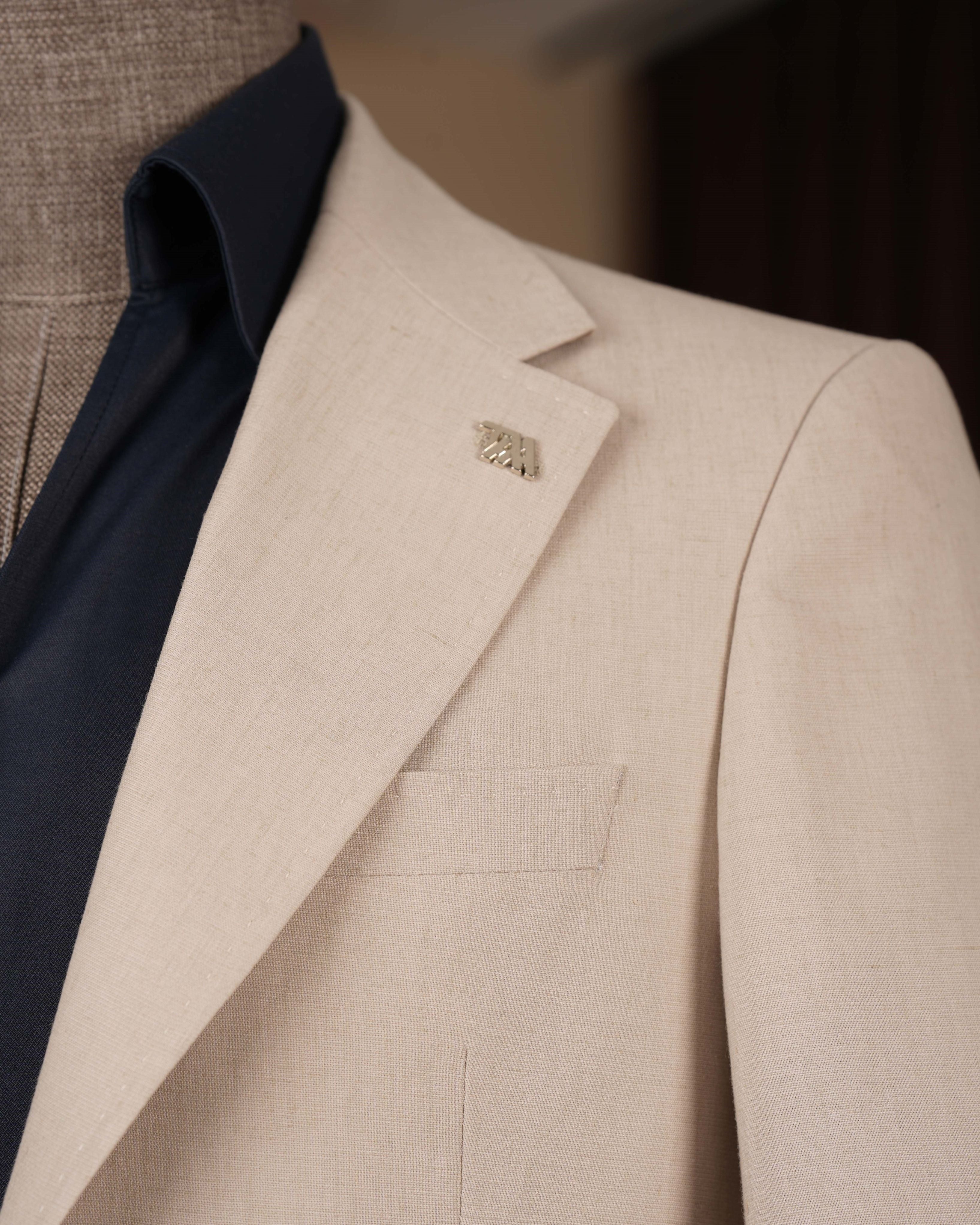 Beige Single Breasted Blazer