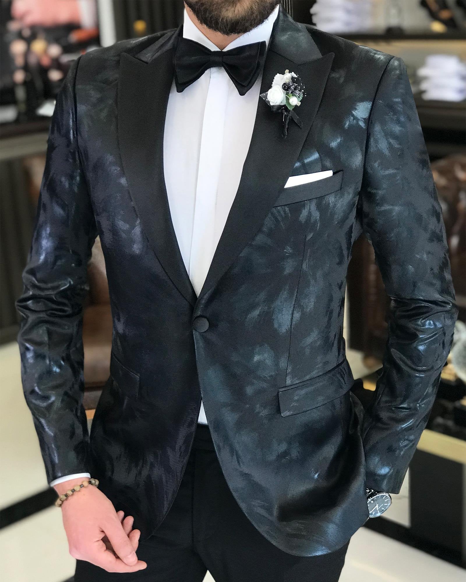 Black Slim-Fit Tuxedo 2-Piece