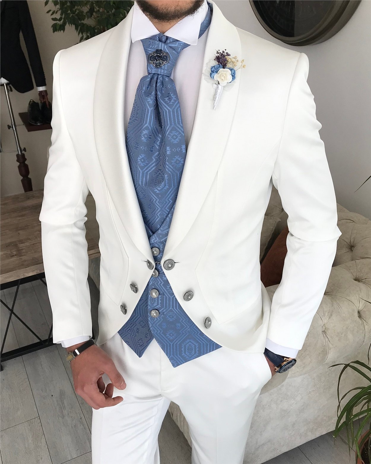 White Slim-Fit Tuxedo 3-Piece