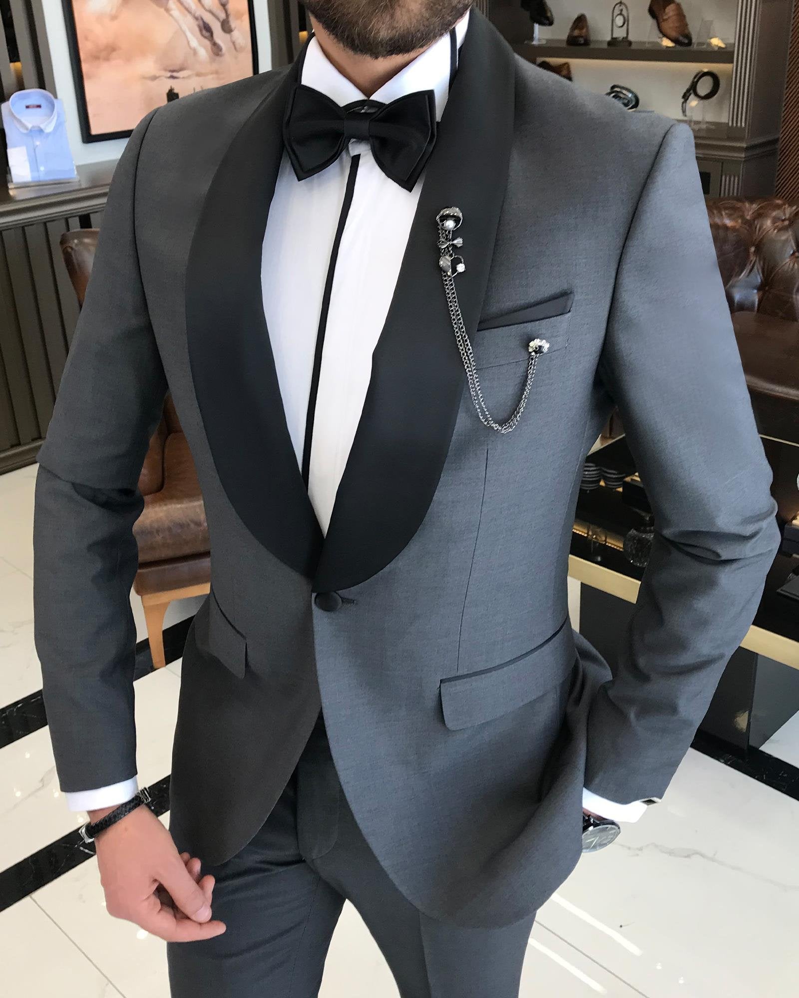 Grey Slim-Fit Tuxedo 2-Piece