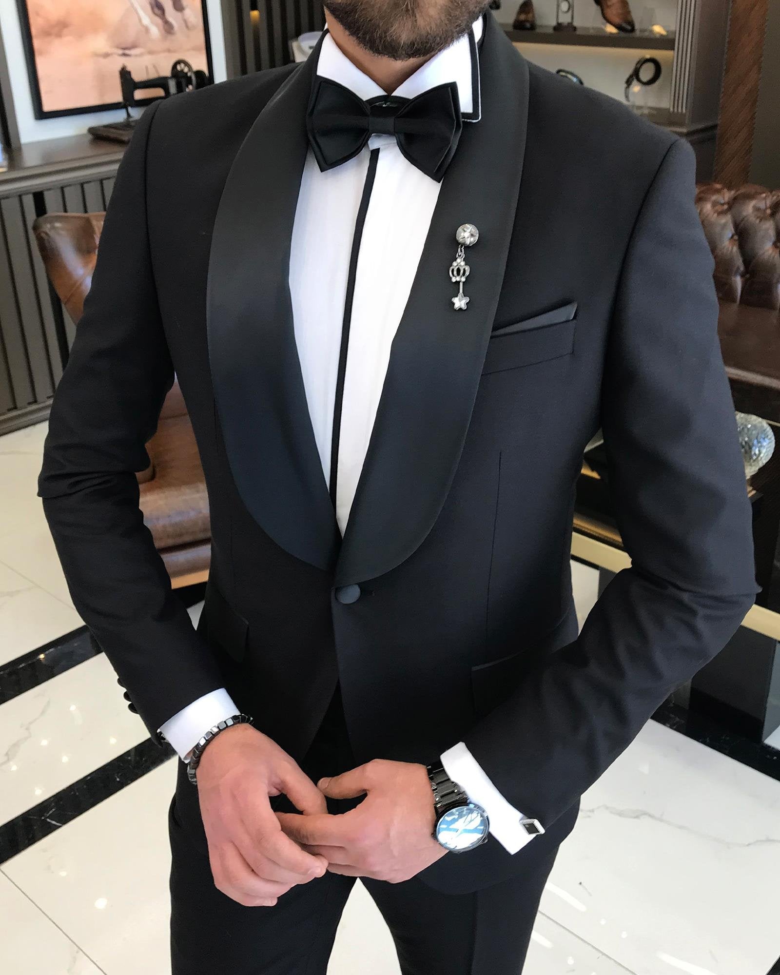 Black Slim-Fit Tuxedo 2-Piece